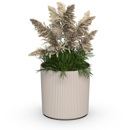 Mayne Serene Round Ribbed Planter with Drainage Hole