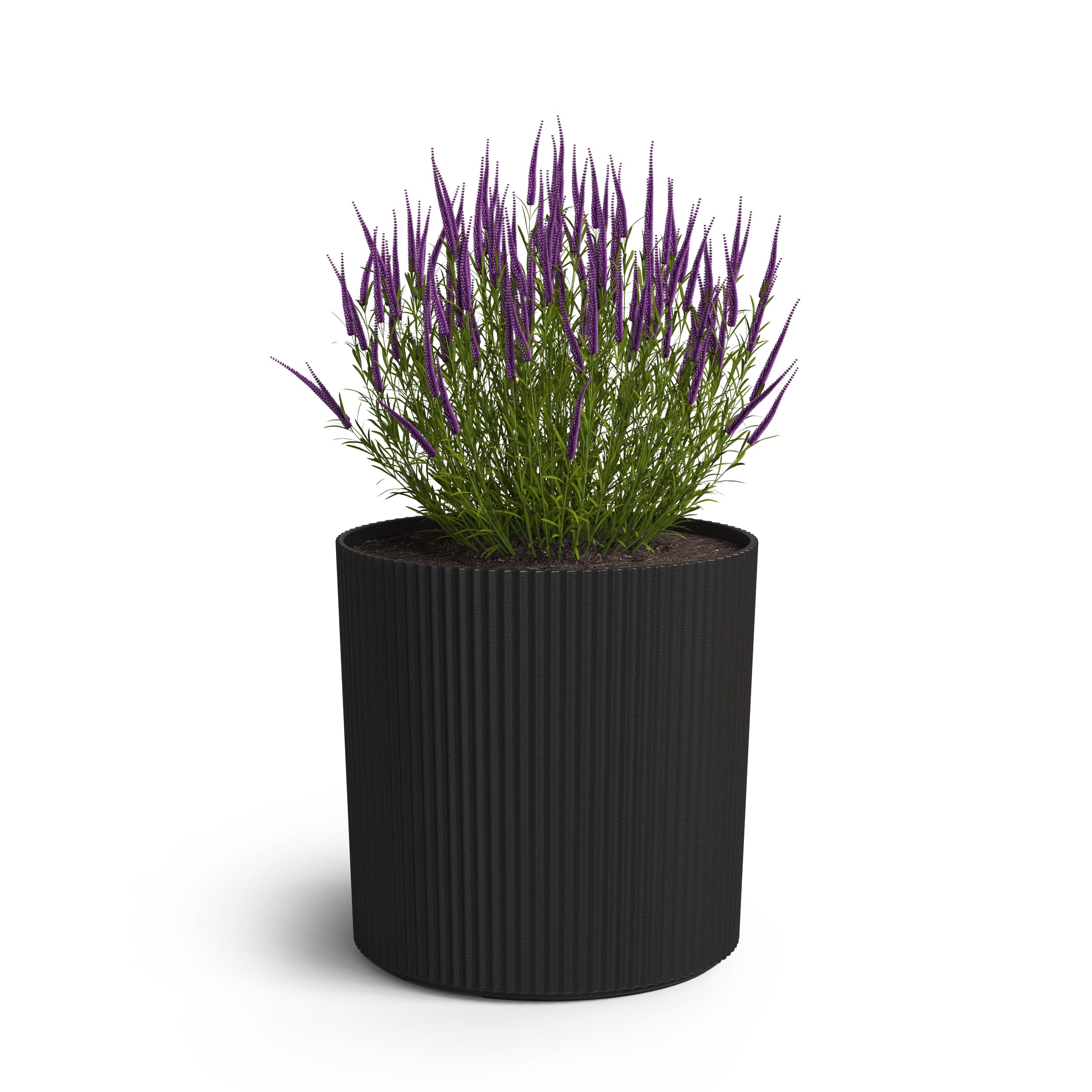 Mayne Serene Round Ribbed Planter with Drainage Hole
