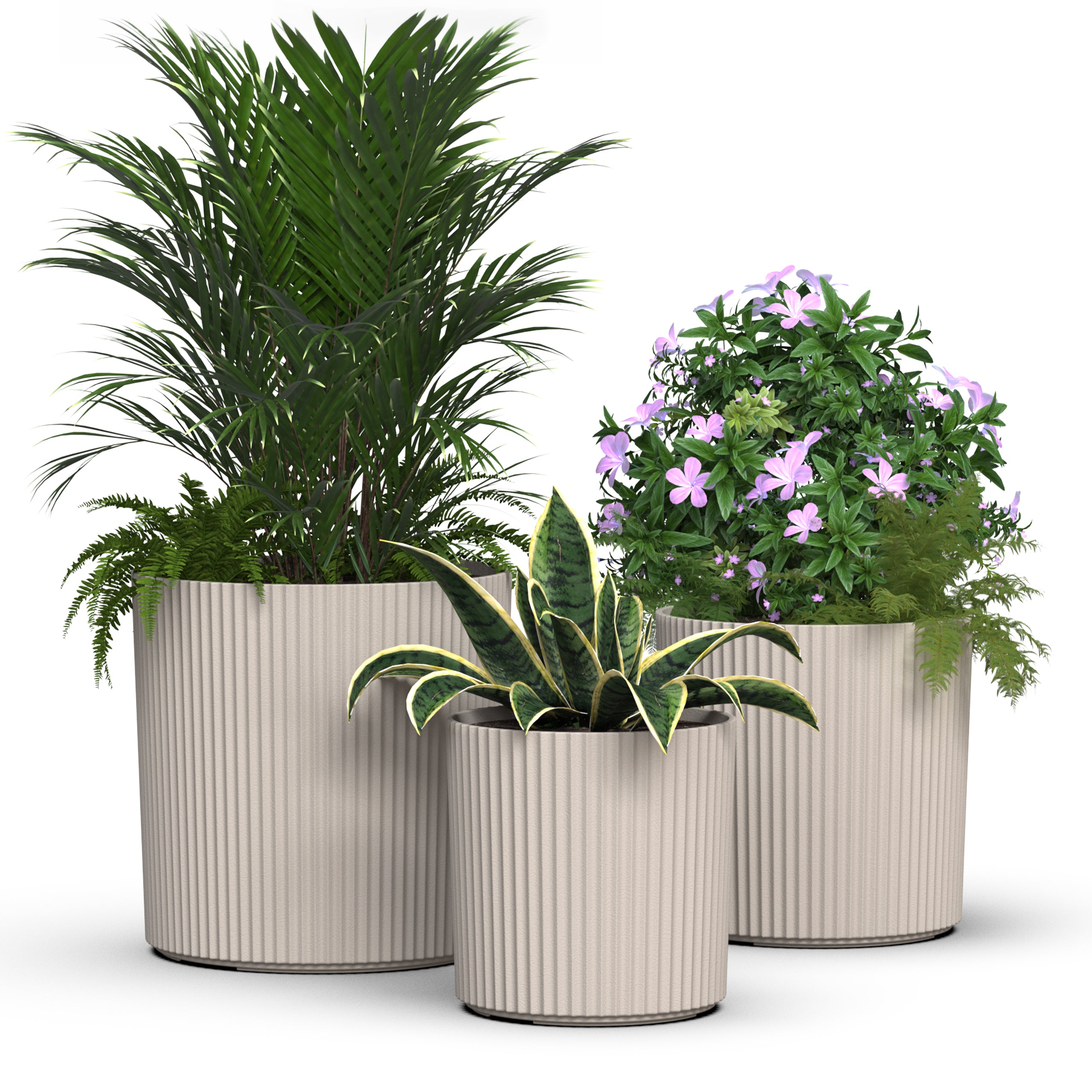 Mayne Serene Round Ribbed Planter with Drainage Hole