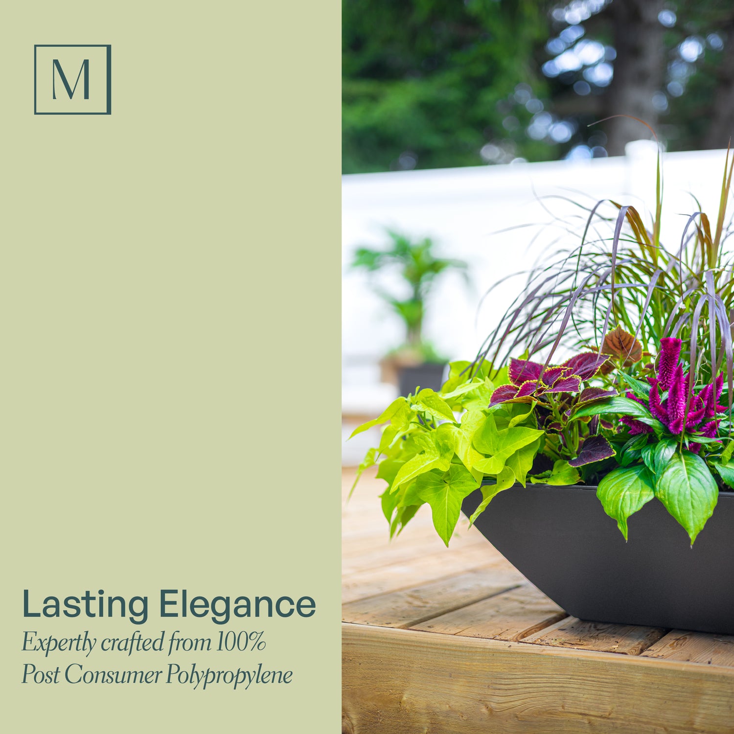 Mayne Evolve 20-Inch Square Tapered Bowl Planter