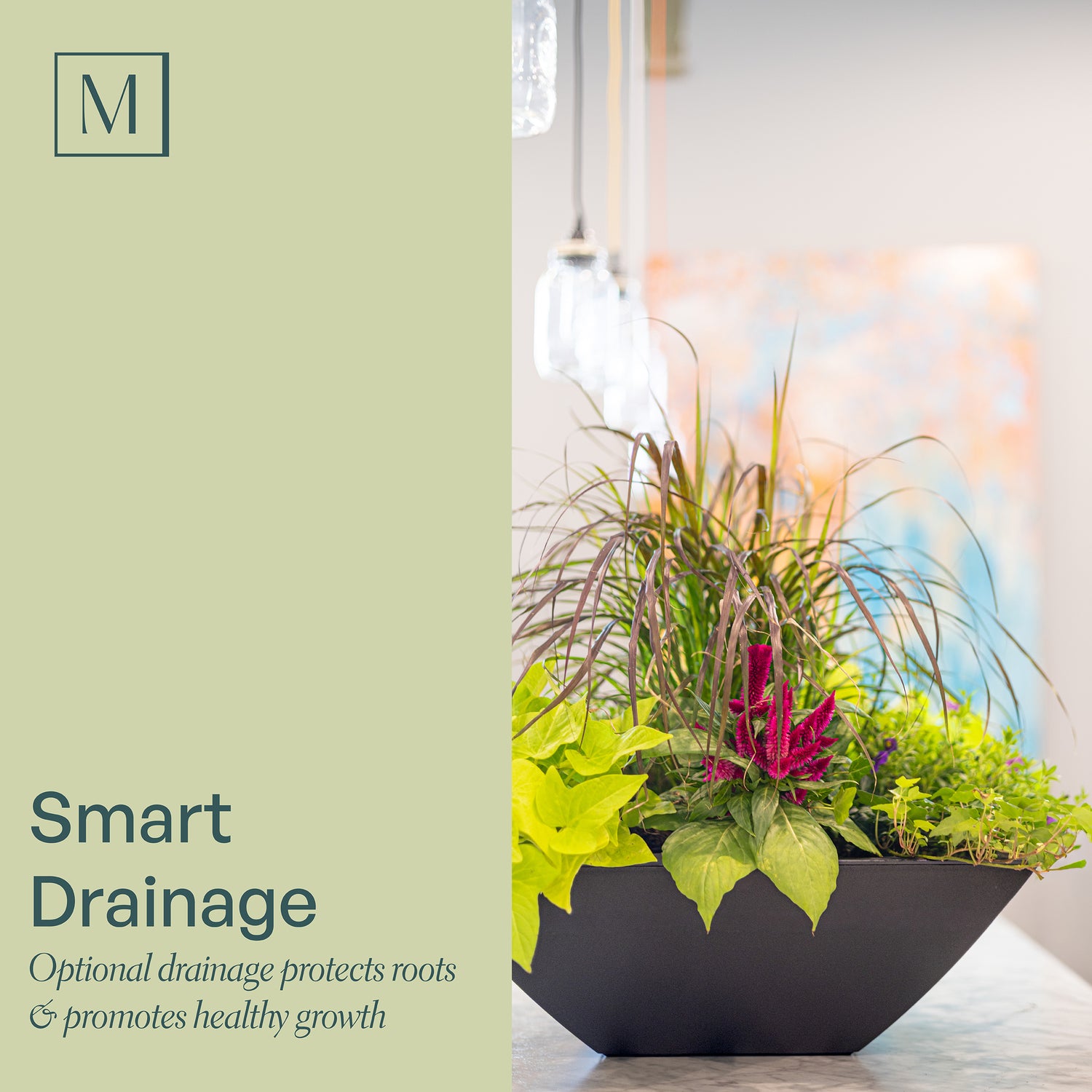 Mayne Evolve 20-Inch Square Tapered Bowl Planter