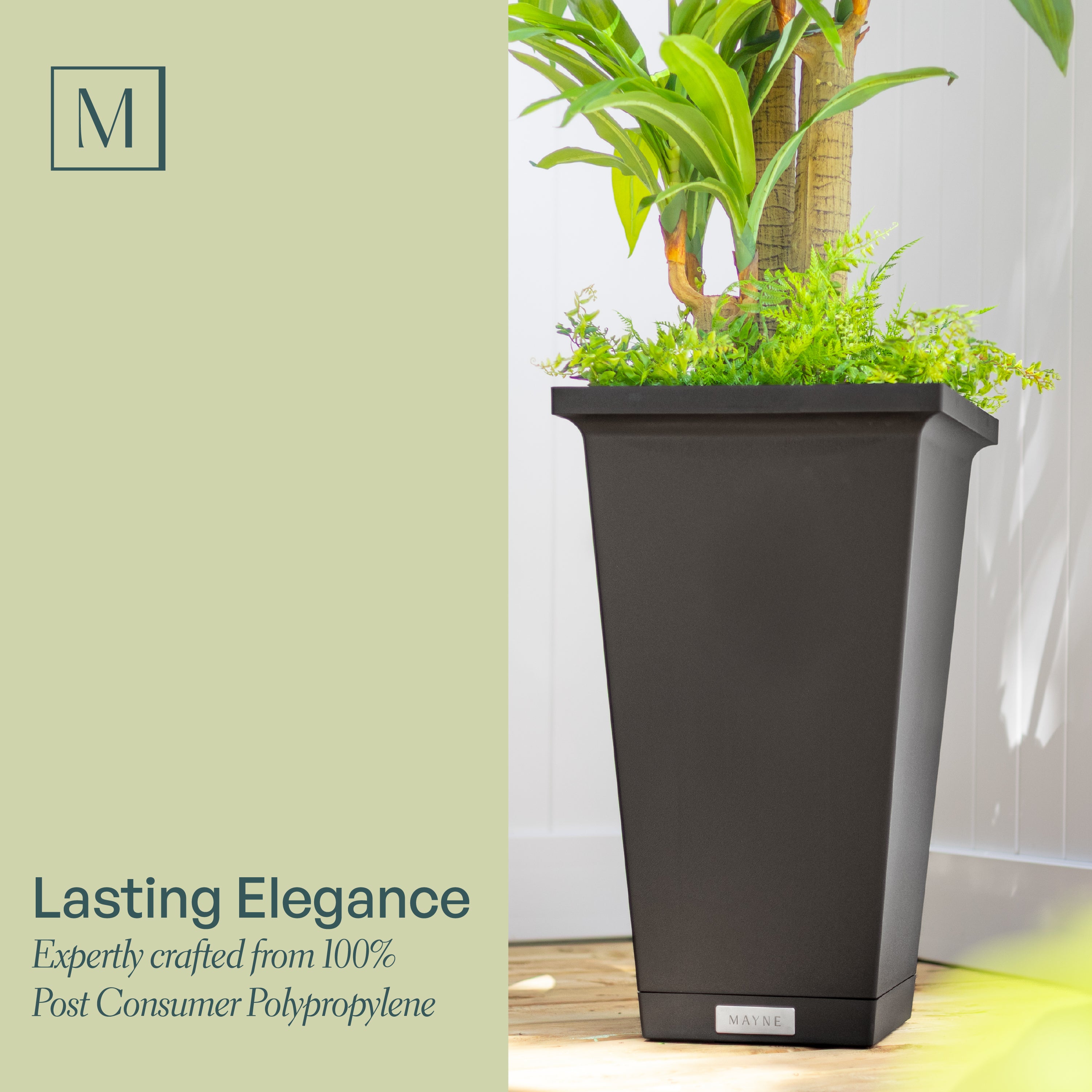 Mayne Evolve 24-Inch Tall Planter with Removable Planting Insert and Drip Tray