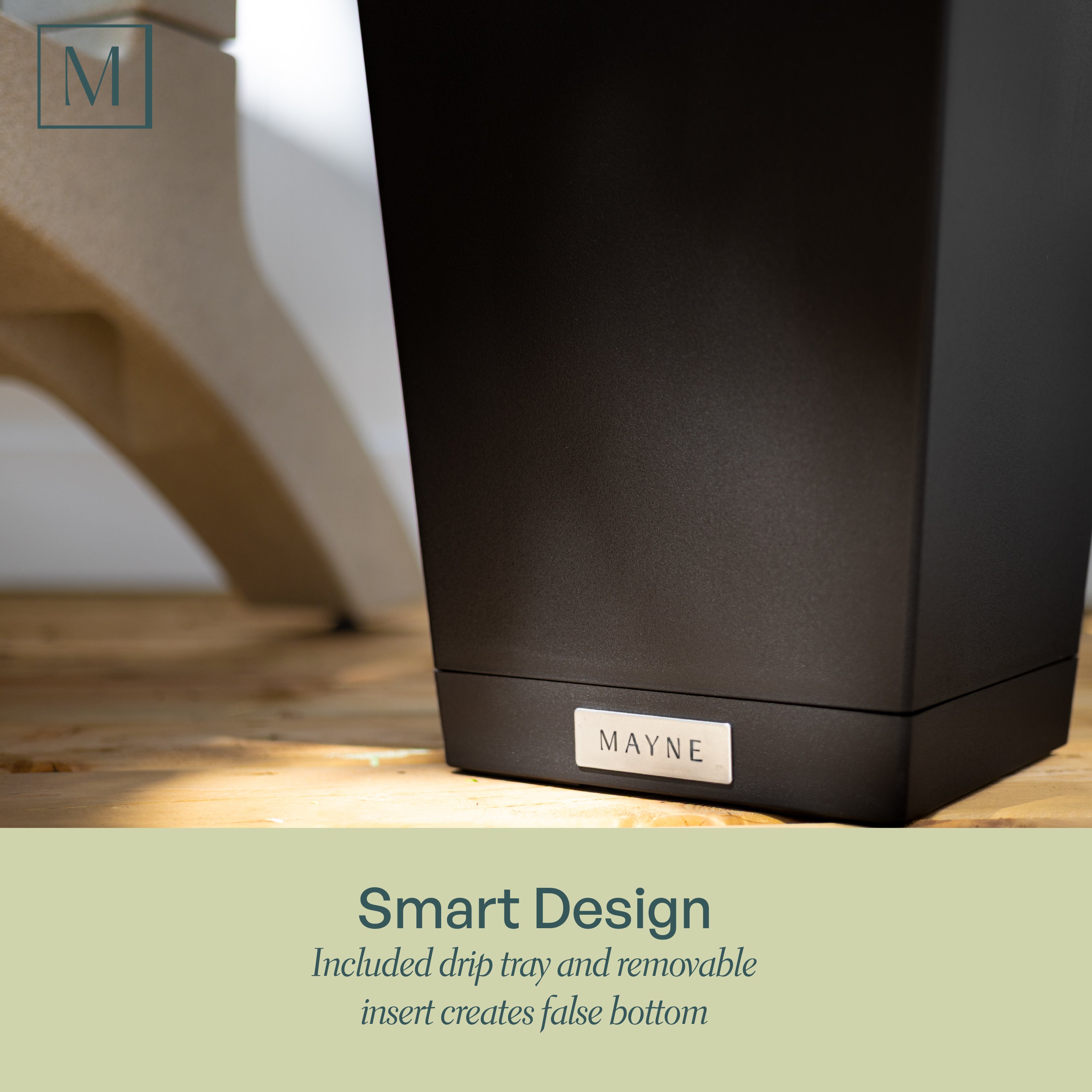 Mayne Evolve 24-Inch Tall Planter with Removable Planting Insert and Drip Tray