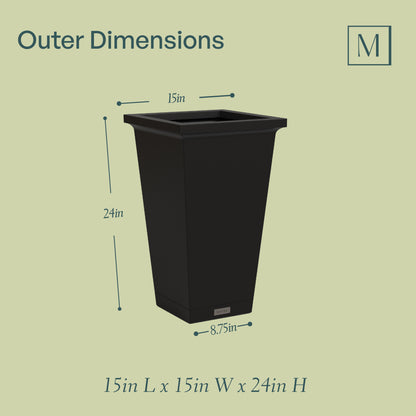 Mayne Evolve 24-Inch Tall Planter with Removable Planting Insert and Drip Tray