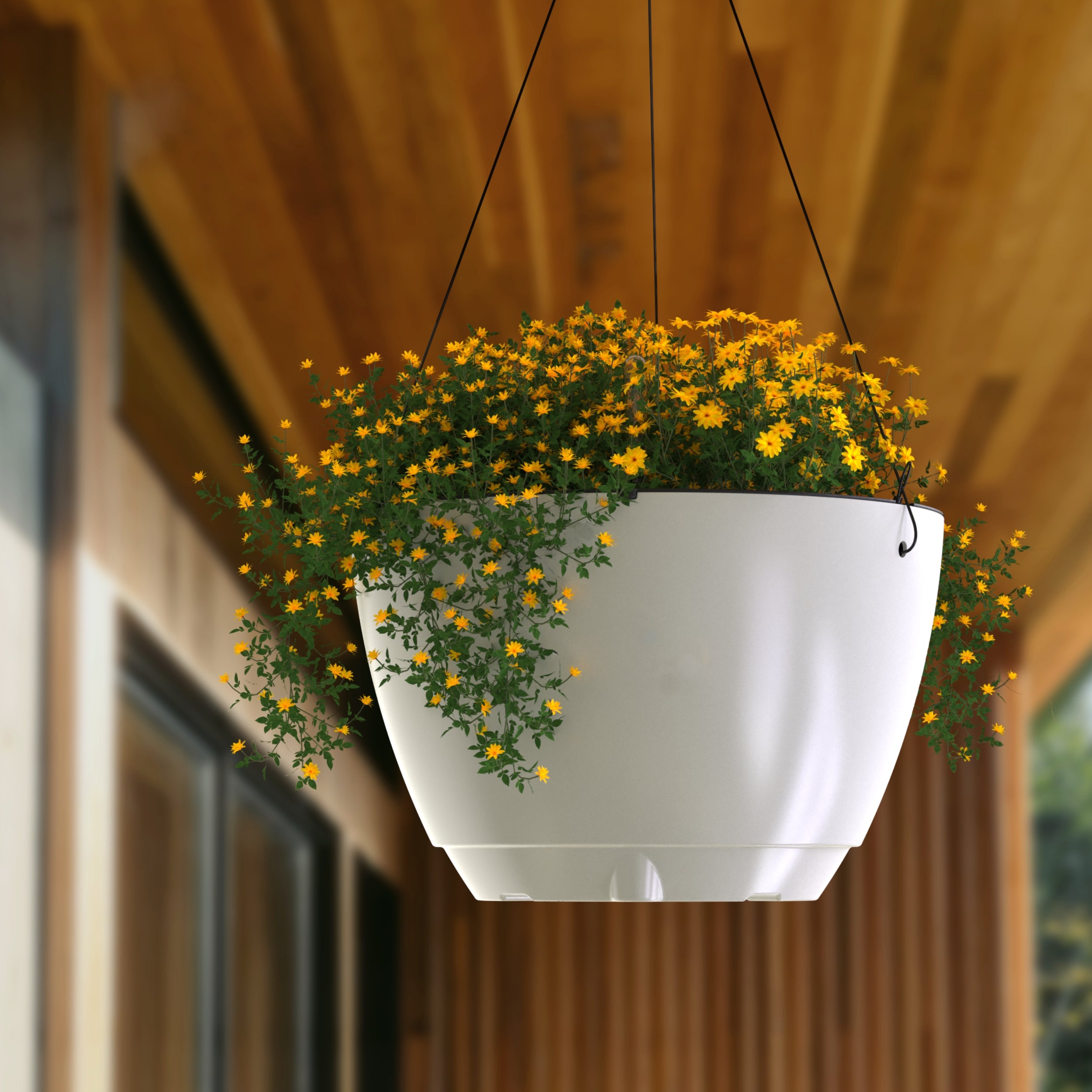 Mayne Caprio 14-Inch Self-Watering Hanging Planter with Water Level Indicator