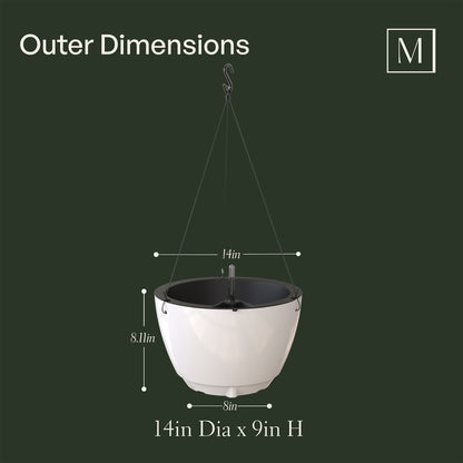 Mayne Caprio 14-Inch Self-Watering Hanging Planter with Water Level Indicator