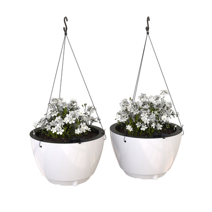 Mayne Caprio 14-Inch Self-Watering Hanging Planter with Water Level Indicator (2-Pack)