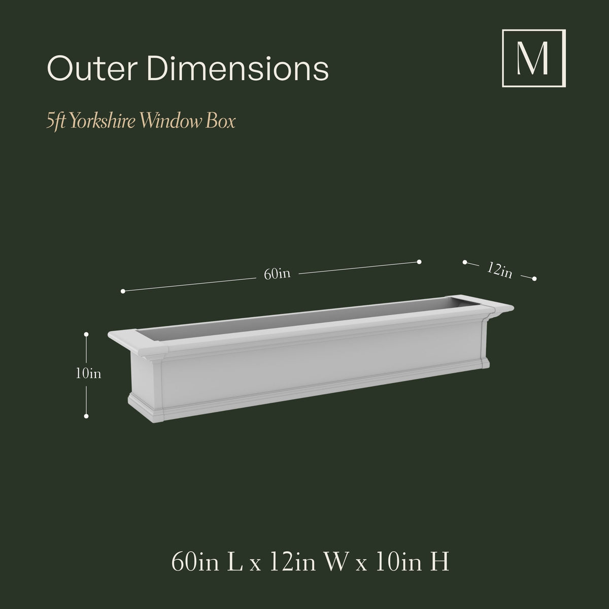 Mayne Yorkshire 5ft Self-Watering Window Box with Steel Wall Mount Brackets