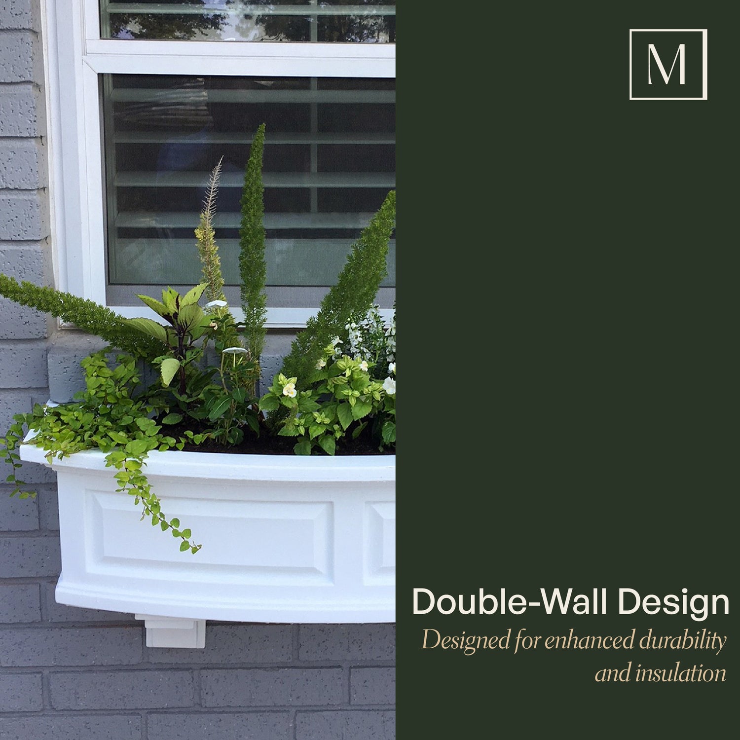 Mayne Nantucket 2ft Self-Watering Window Box with Steel Wall Mount Brackets