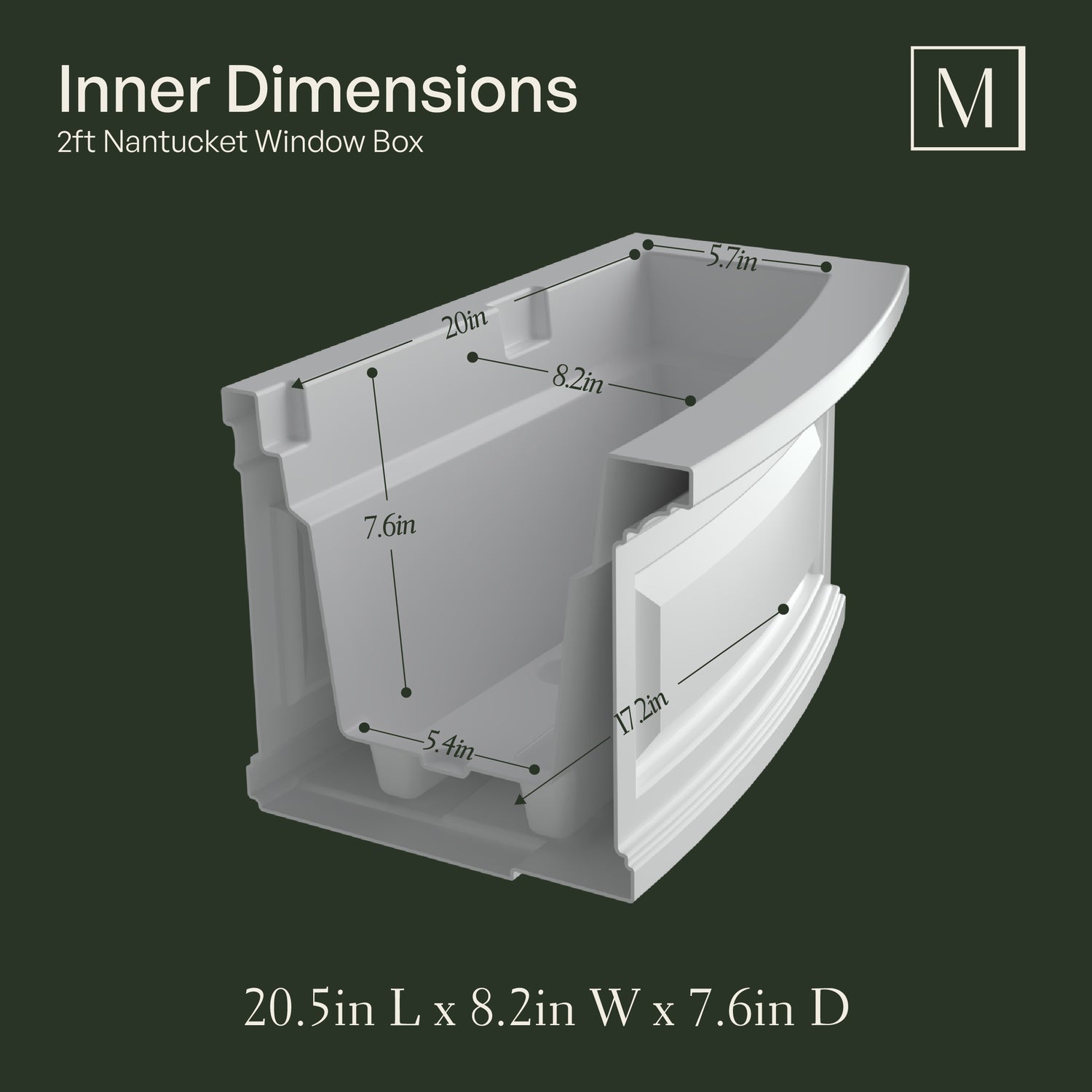 Mayne Nantucket 2ft Self-Watering Window Box with Steel Wall Mount Brackets