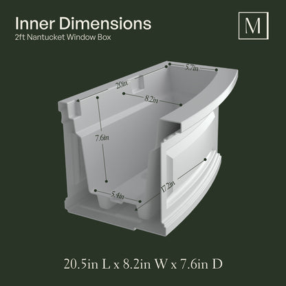 Mayne Nantucket 2ft Self-Watering Window Box with Steel Wall Mount Brackets