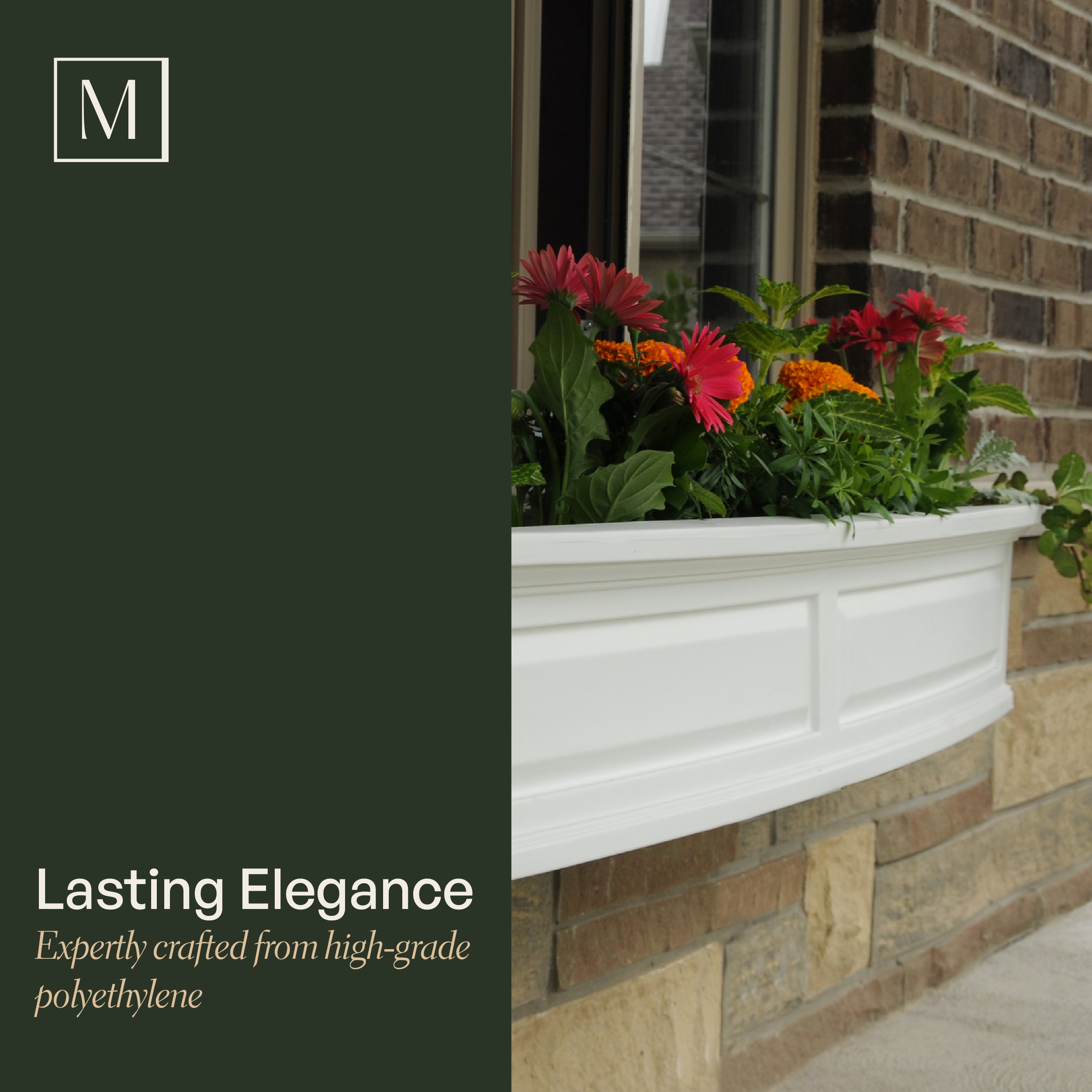 Mayne Nantucket 3ft Self-Watering Window Box with Steel Wall Mount Brackets