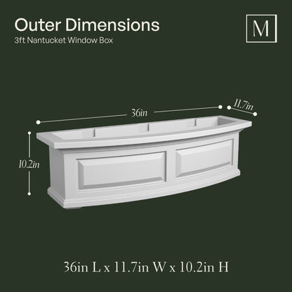 Mayne Nantucket 3ft Self-Watering Window Box with Steel Wall Mount Brackets