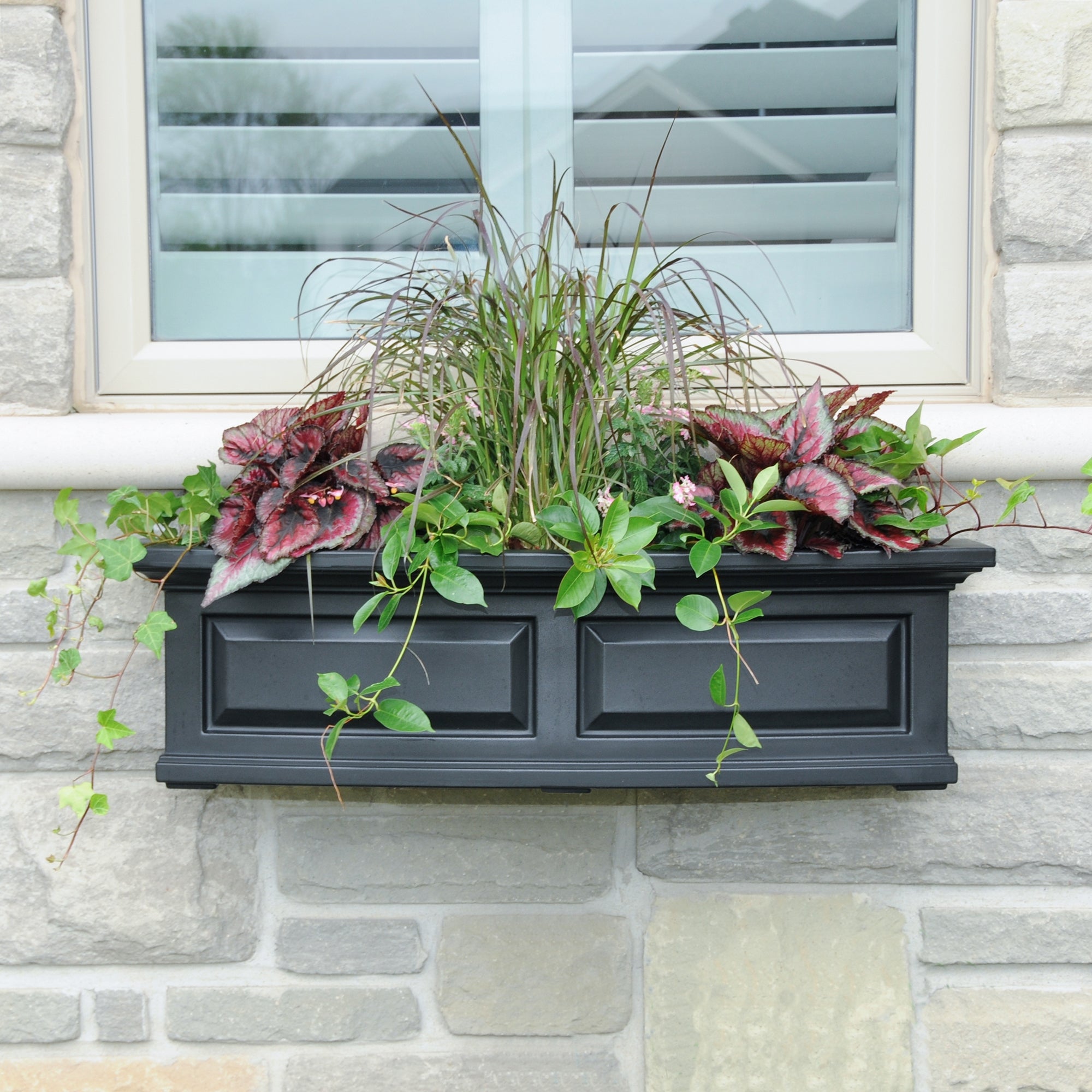 Mayne Nantucket 3ft Self-Watering Window Box with Steel Wall Mount Brackets