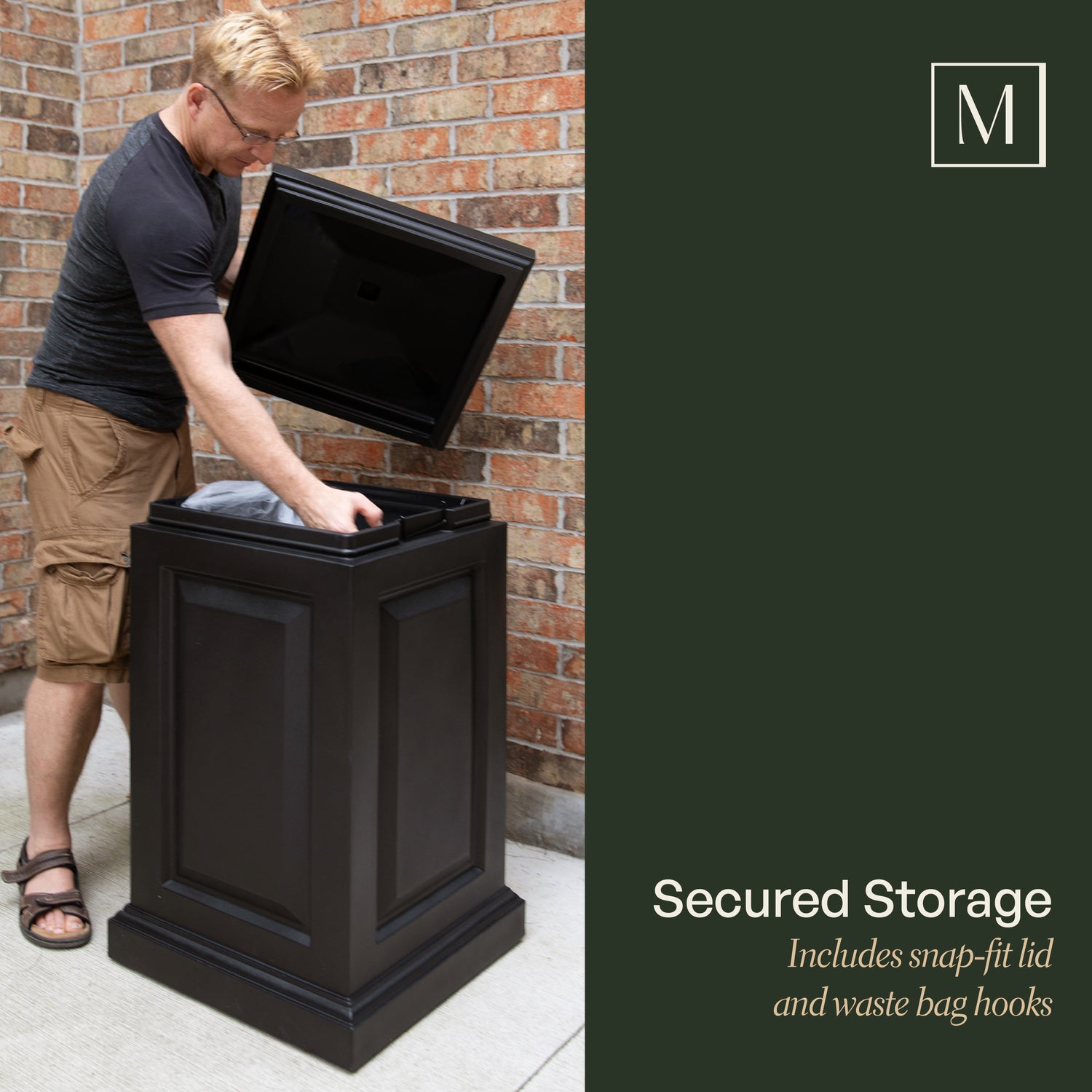 Mayne Berkshire Multi-Purpose Storage Bin - Includes Waste Bag Hooks (White)