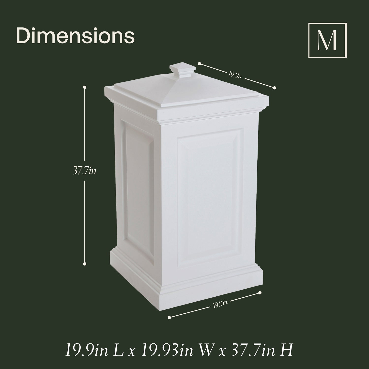 Mayne Berkshire Multi-Purpose Storage Bin - Includes Waste Bag Hooks (White)