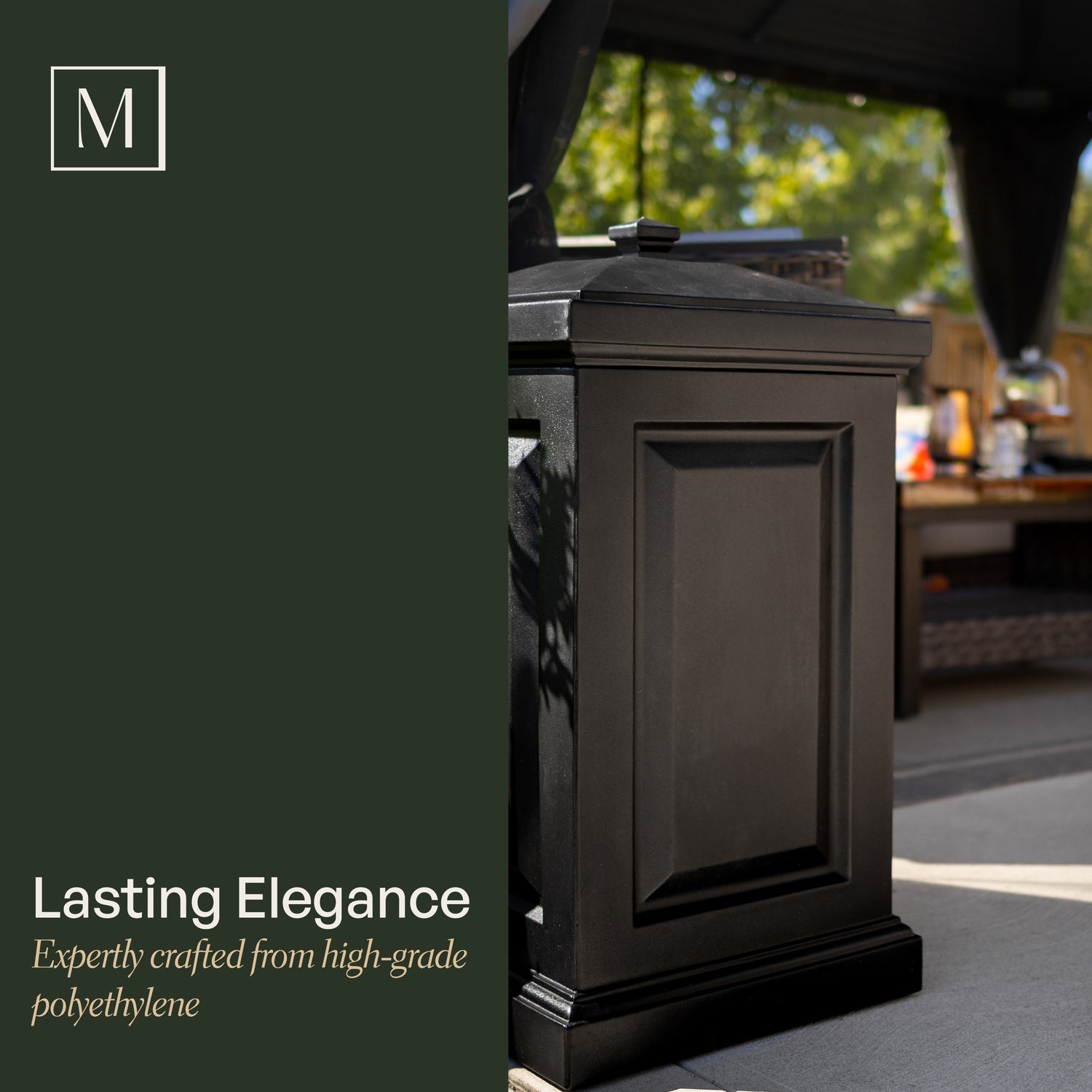 Mayne Berkshire Multi-Purpose Storage Bin - Includes Waste Bag Hooks (Black)