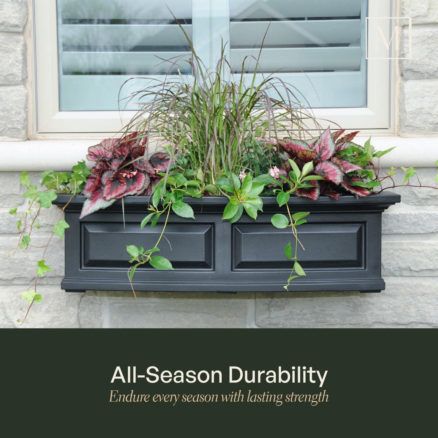 Mayne Nantucket 6ft Self-Watering Window Box with Steel Wall Mount Brackets