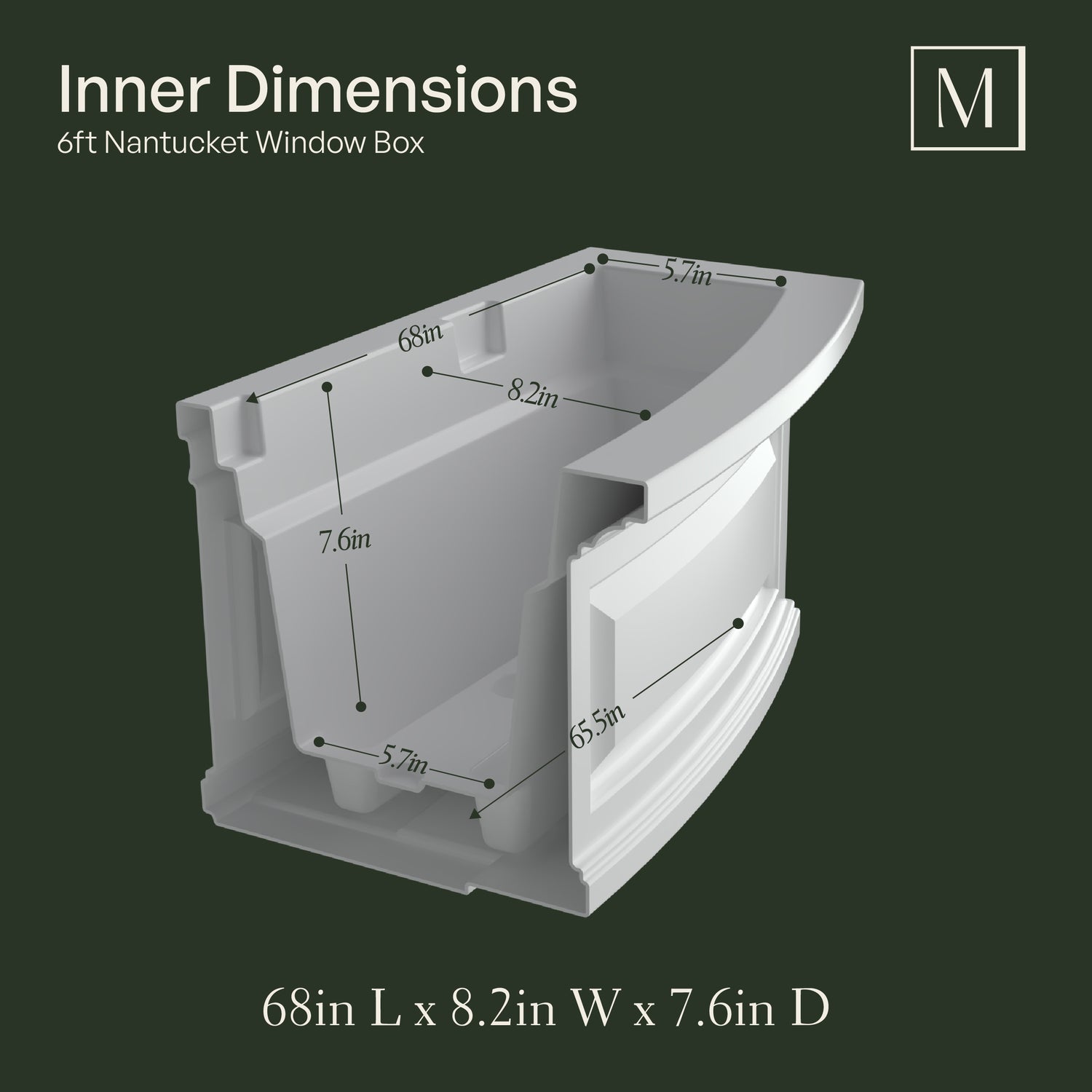 Mayne Nantucket 6ft Self-Watering Window Box with Steel Wall Mount Brackets