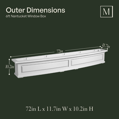 Mayne Nantucket 6ft Self-Watering Window Box with Steel Wall Mount Brackets