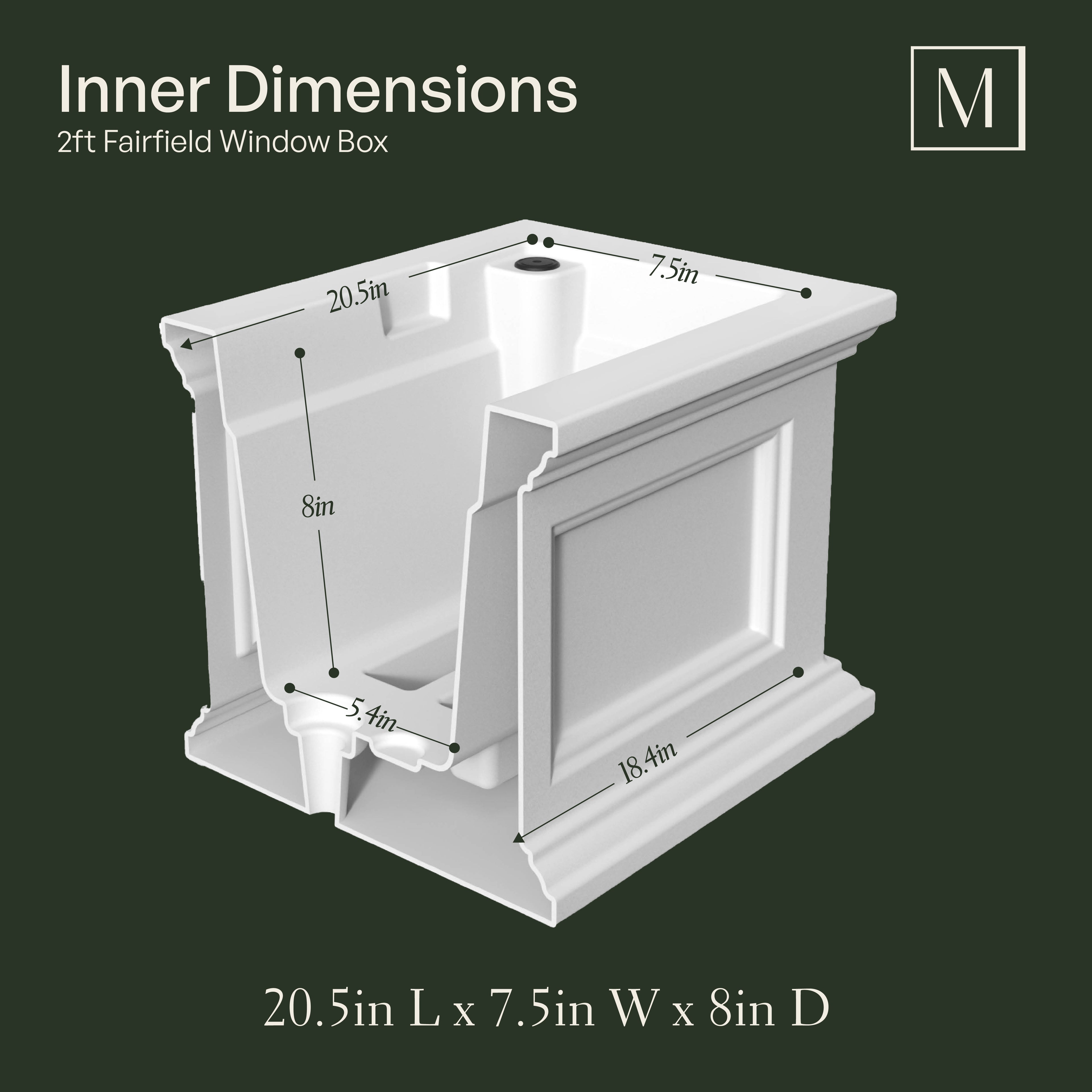 Mayne Fairfield 2ft Self-Watering Window Box with Steel Wall Mount Brackets