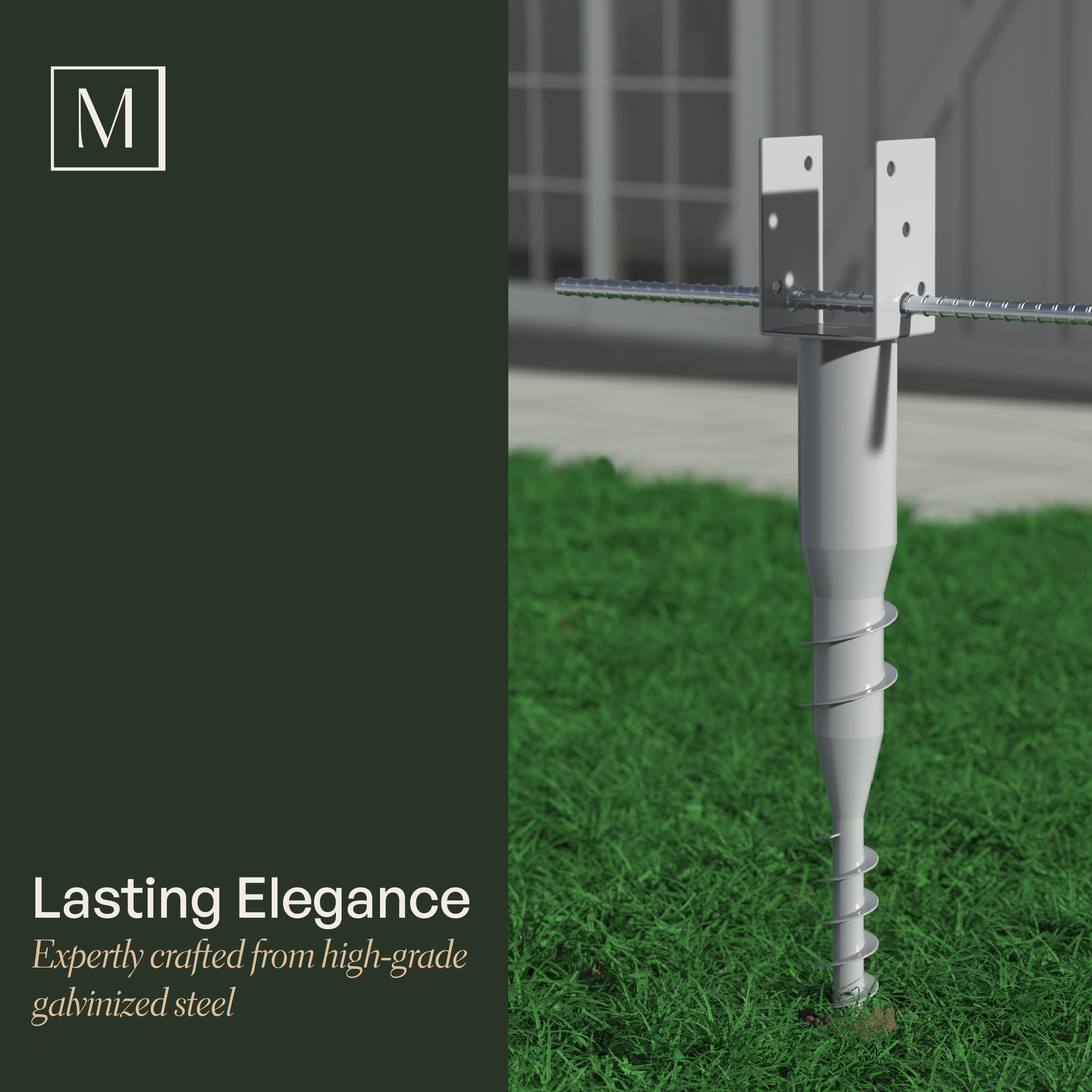 Mayne No Dig Ground Anchor - Includes Lag Bolts &amp; Rebar