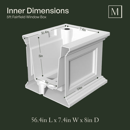 Mayne Fairfield 5ft Self-Watering Window Box with Steel Wall Mount Brackets