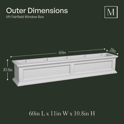 Mayne Fairfield 5ft Self-Watering Window Box with Steel Wall Mount Brackets