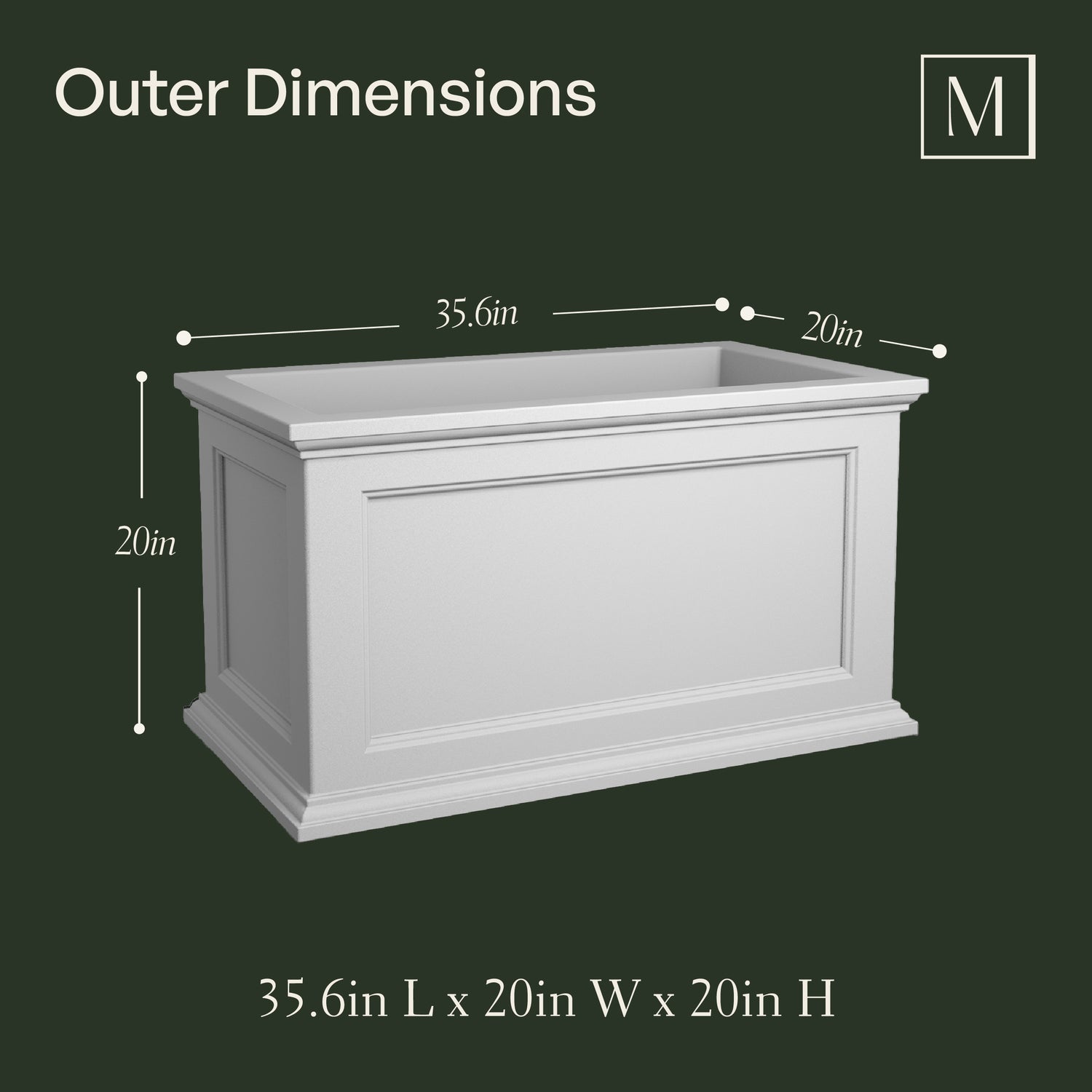 Mayne Fairfield 20x36-Inch Self-Watering Rectangle Planter