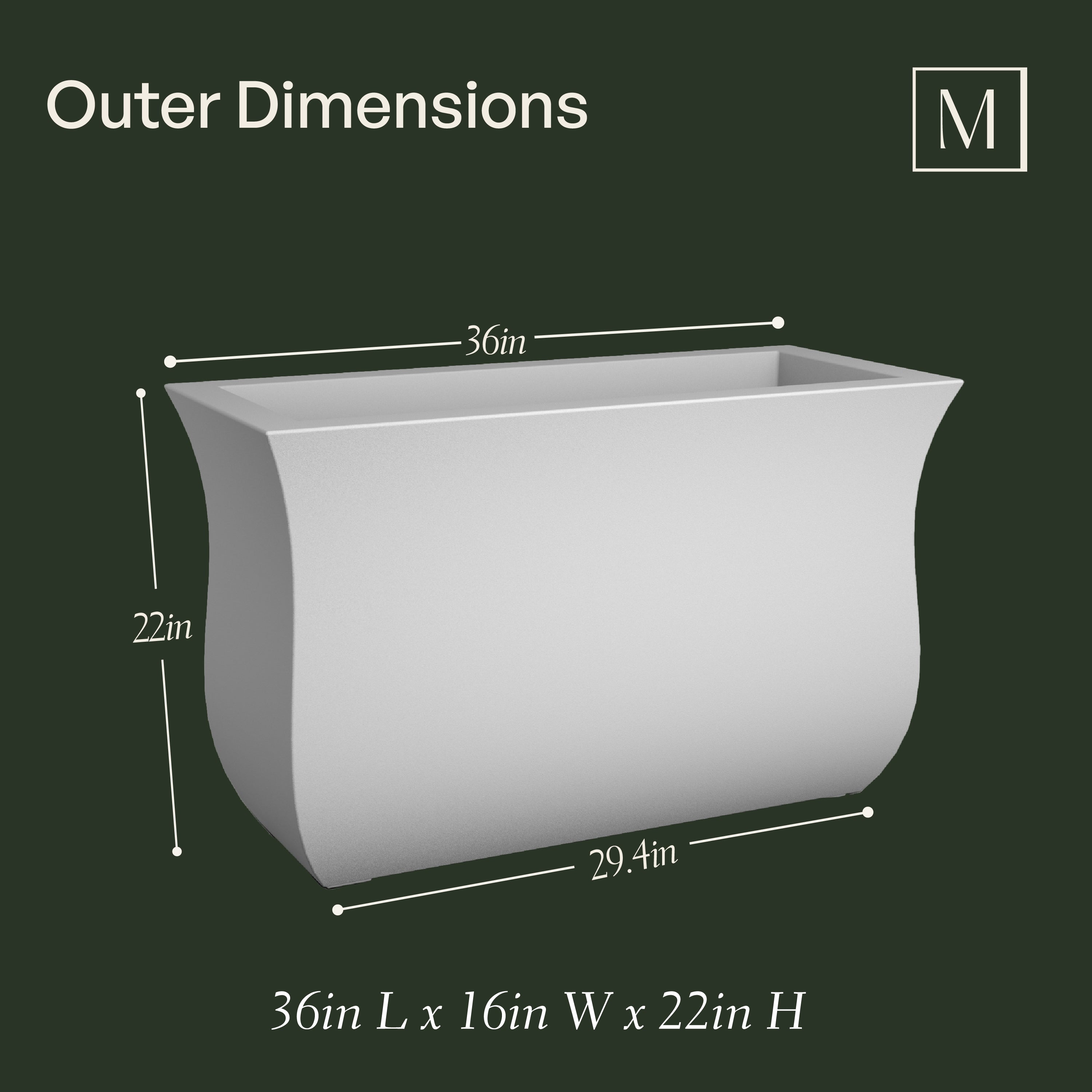 Mayne Valencia 36-Inch Indoor and Outdoor Tapered Trough Planter