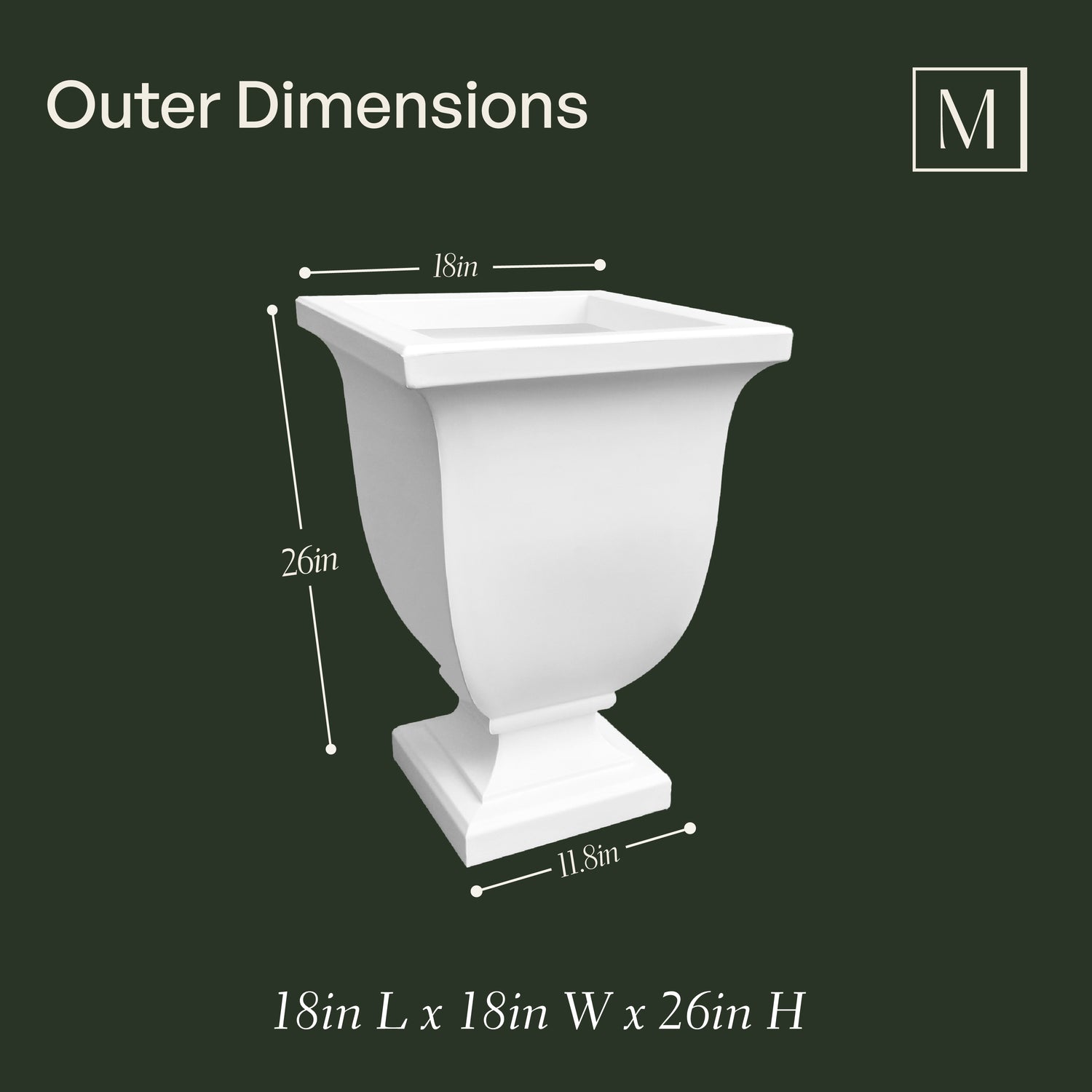 Mayne Augusta 26-Inch Self-Watering Tall Planter with Removable Planting Insert