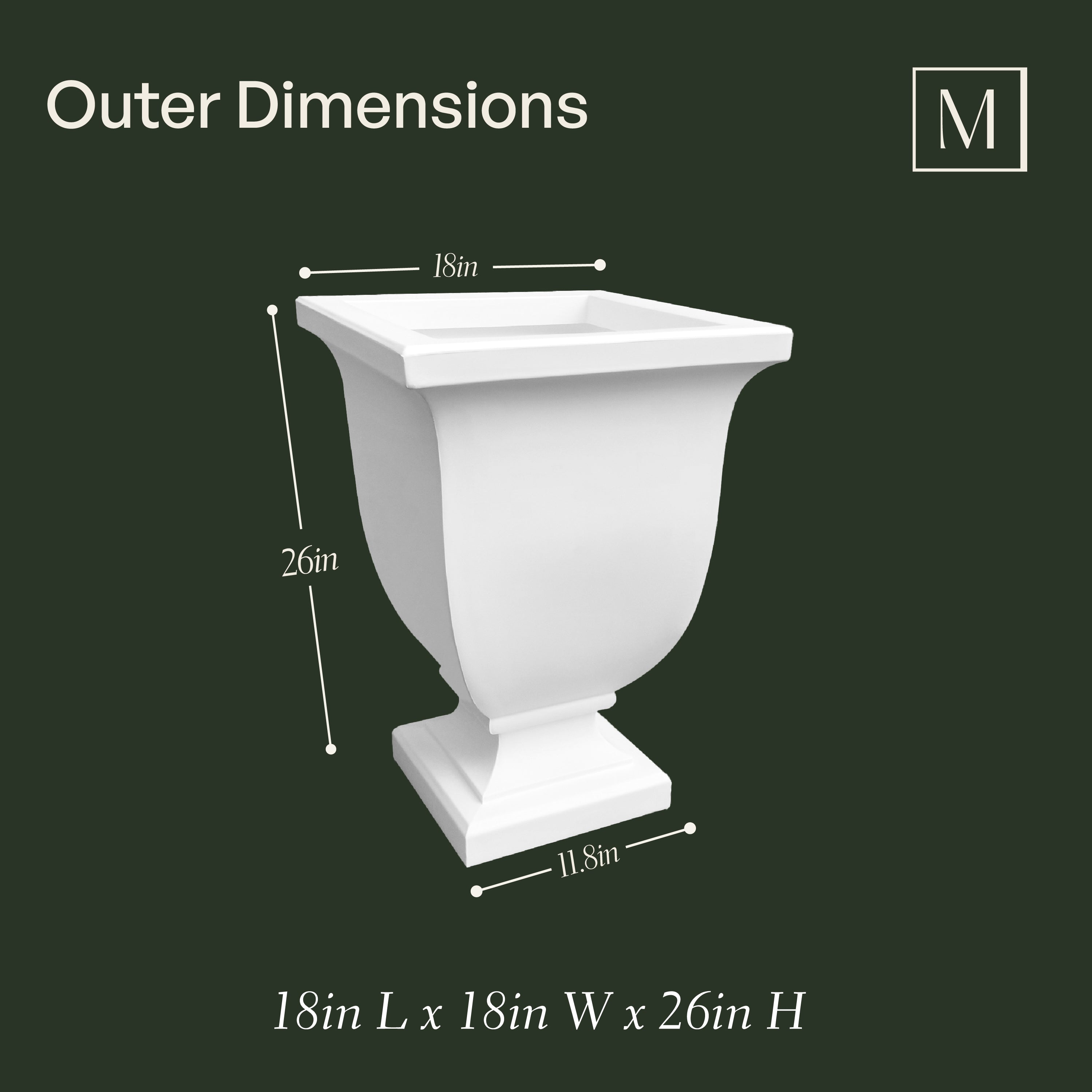 Mayne Augusta 26-Inch Self-Watering Tall Planter with Removable Planting Insert