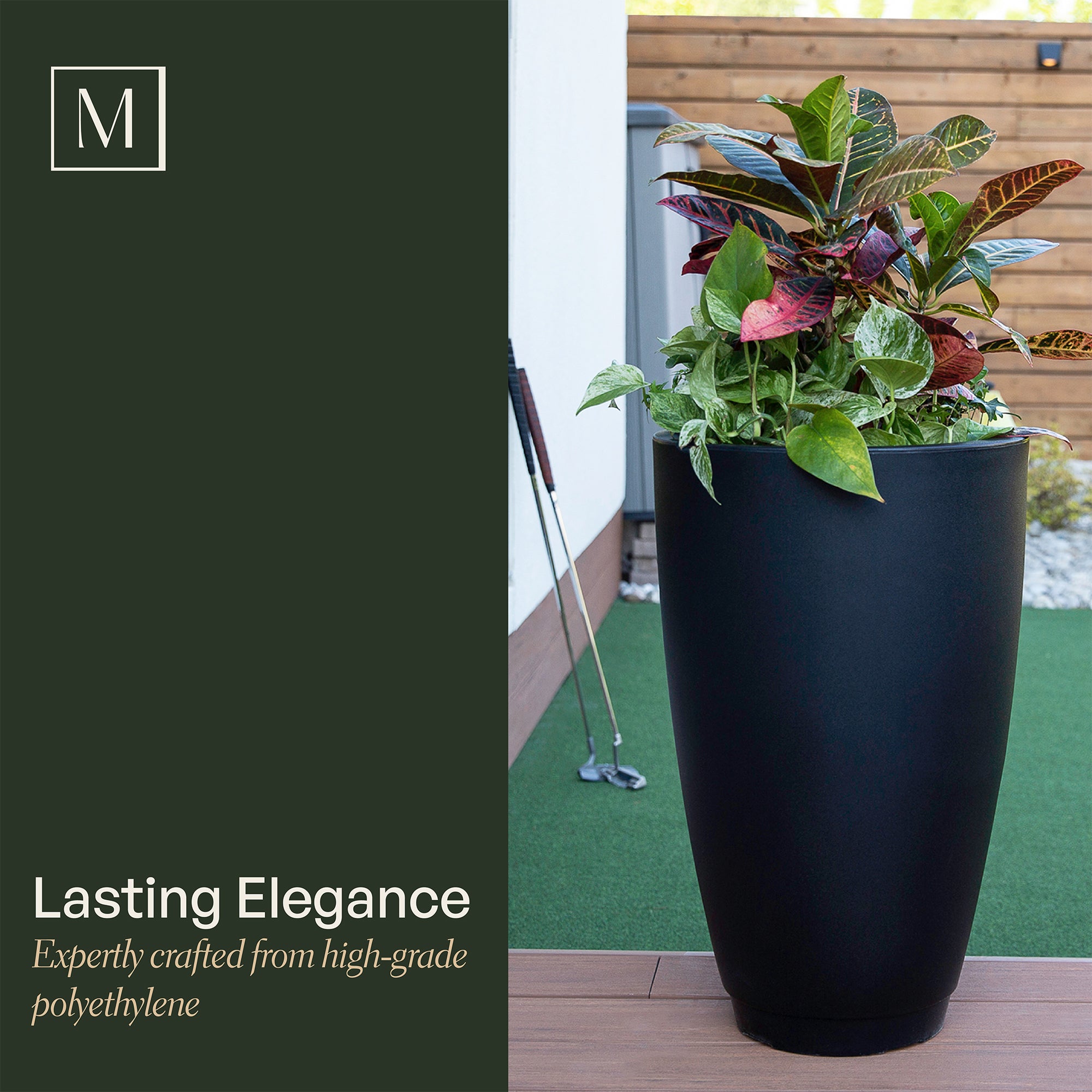 Mayne Caprio 26-Inch Self-Watering Tall Planter (Black)