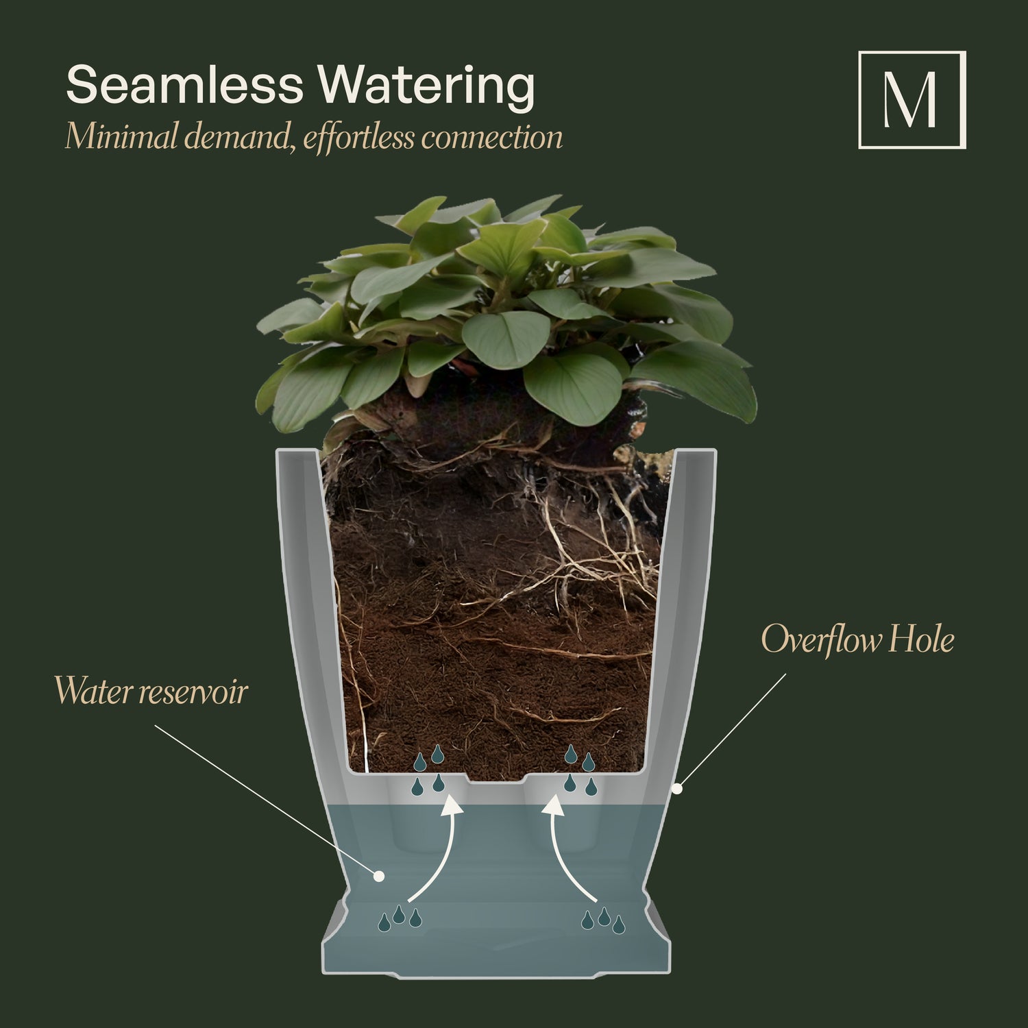 20 inch self watering planter Acadia 20 in. Square Self-Watering Black Polyethylene Planter