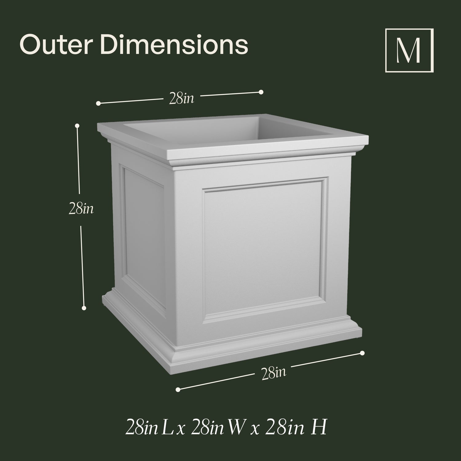 Mayne Fairfield 28-Inch Indoor and Outdoor Square Planter