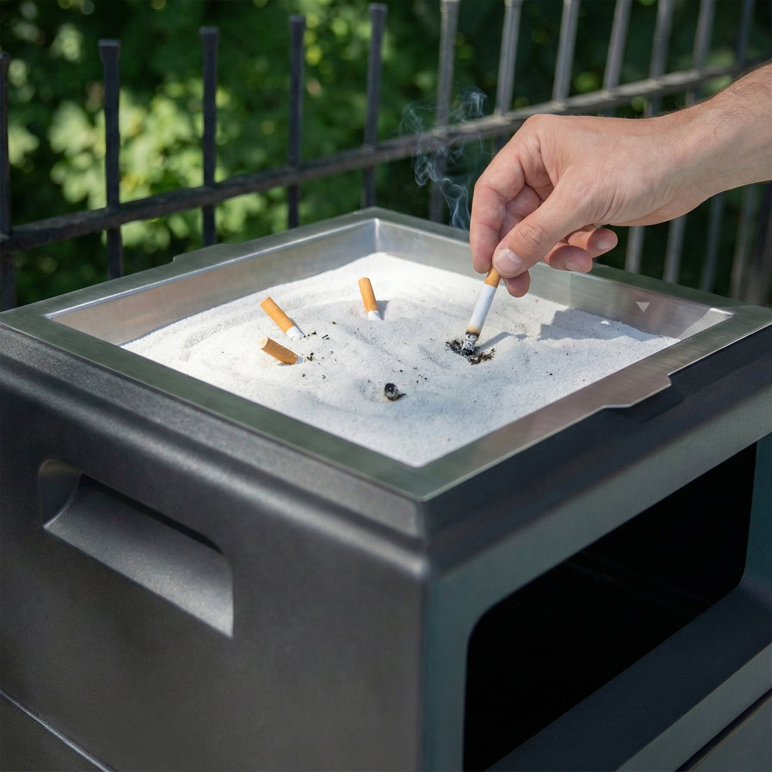 Mayne Kobi 43in Tall Waste Bin with Ashtray Insert