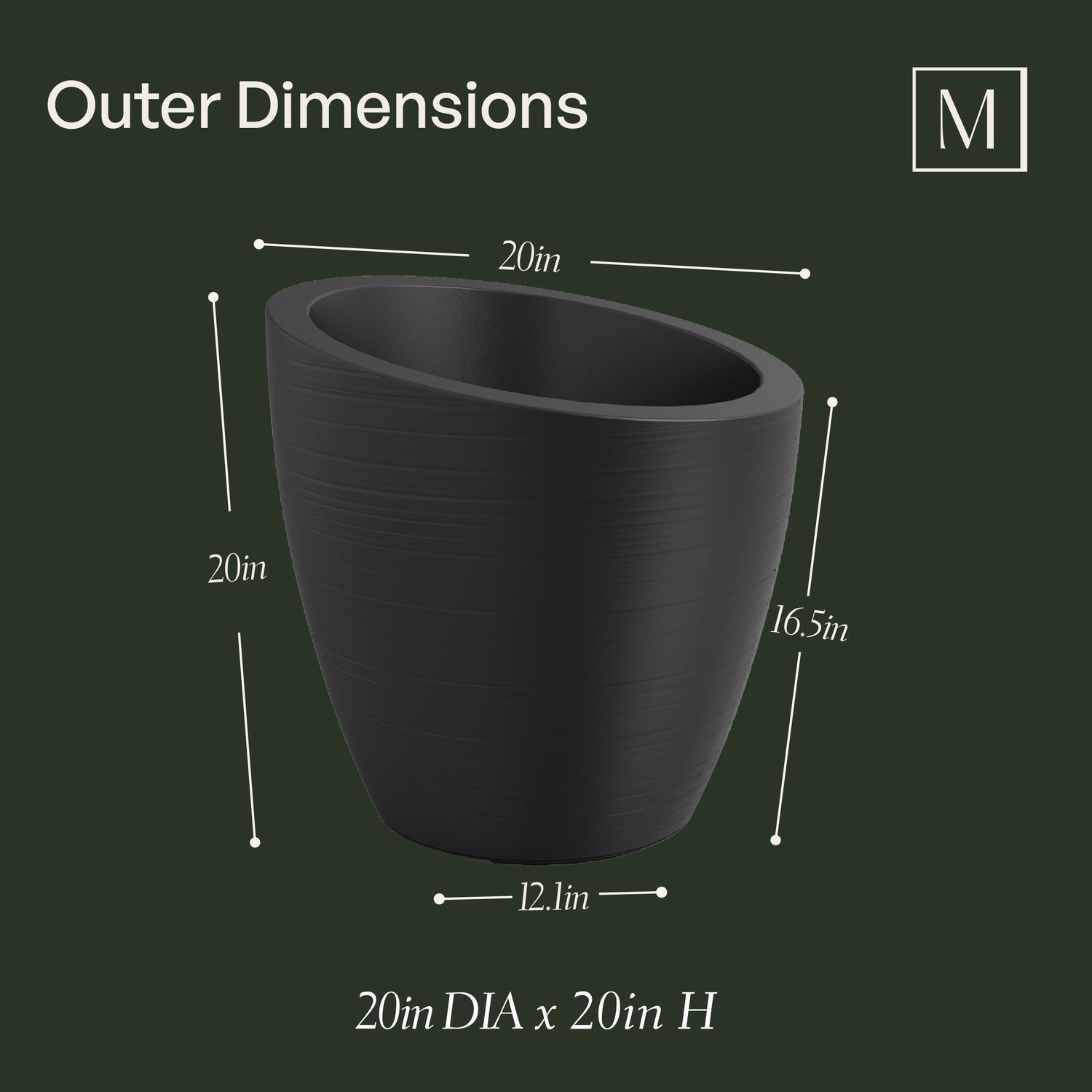 Mayne Modesto 20-Inch Round Indoor and Outdoor Planter