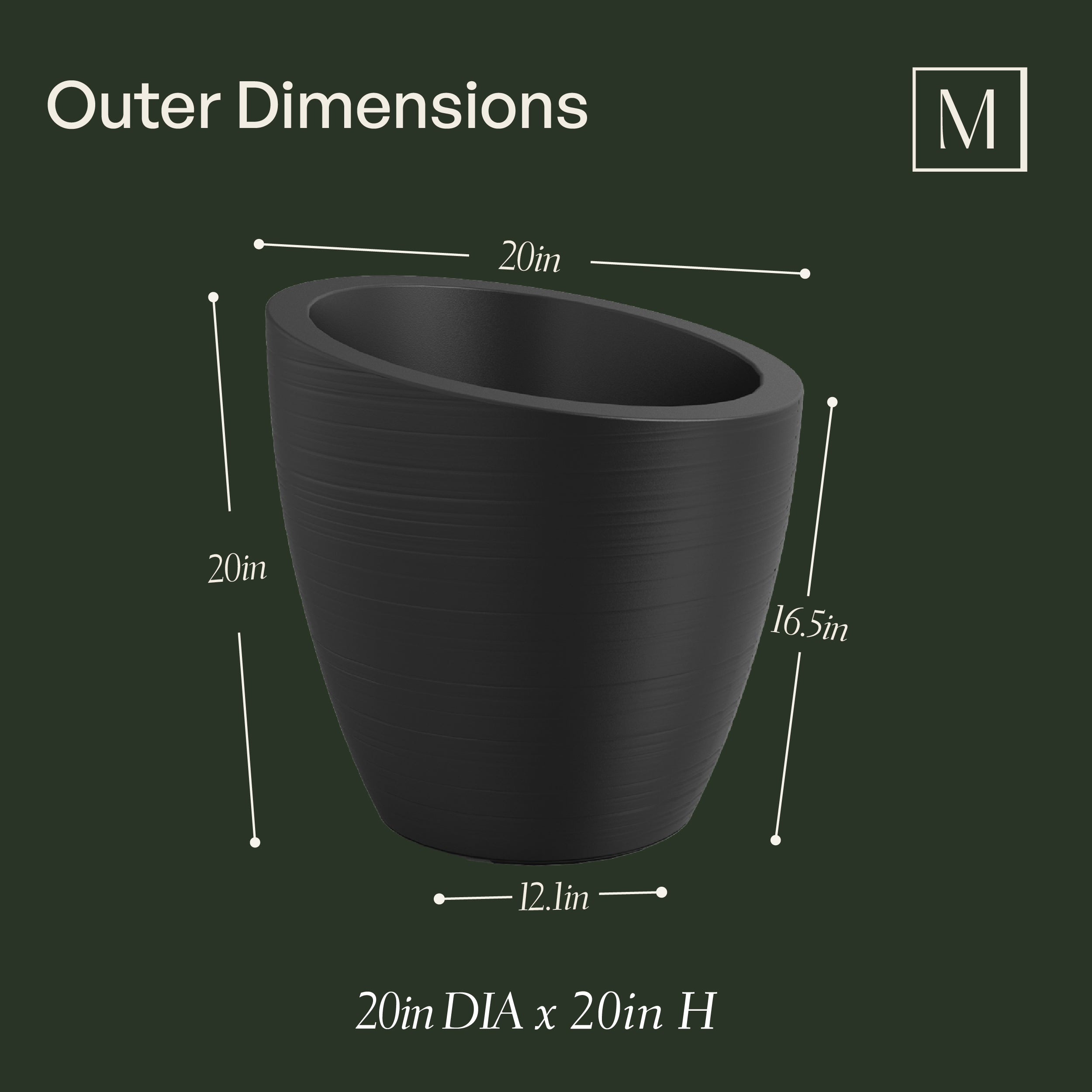 Mayne Modesto 20-Inch Round Indoor and Outdoor Planter