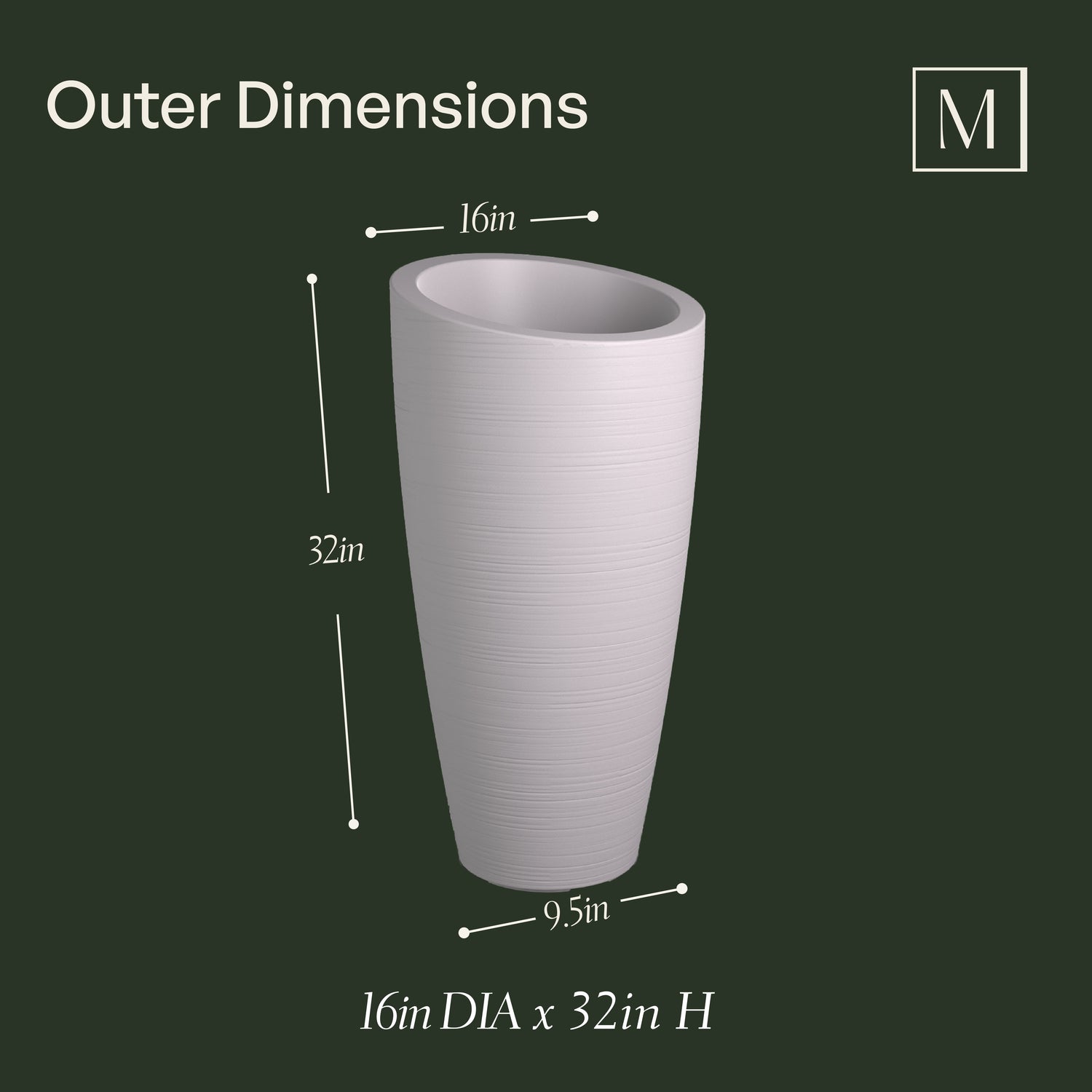 planter pot dimensions Mayne Modesto 32in Tall Planter