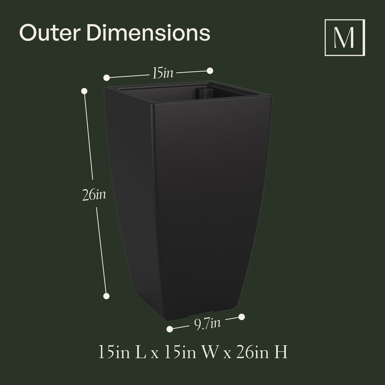 26 inch plant pot 26in Tall Black Polyethylene Planter