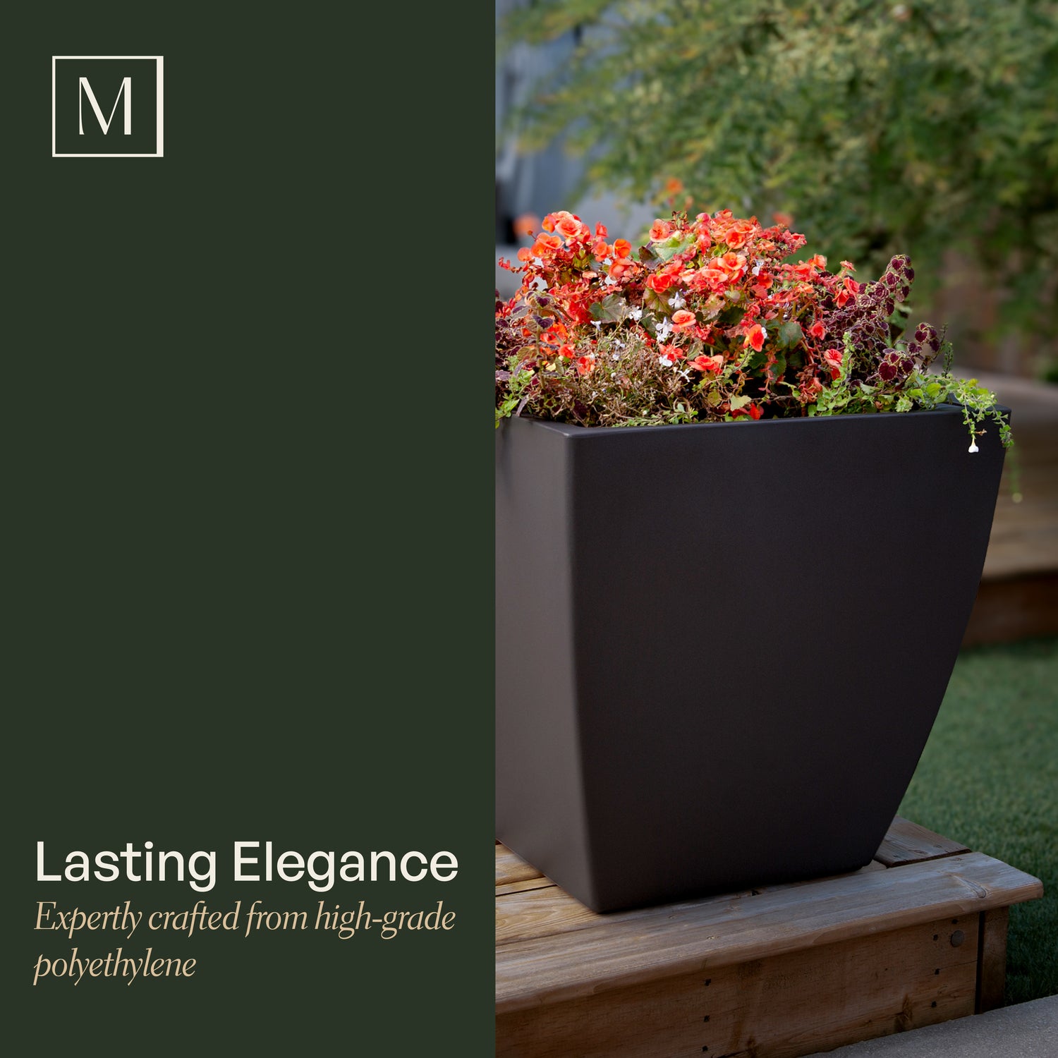 24 inch square plastic plant pots Mayne Kobi 24 in Square Planter