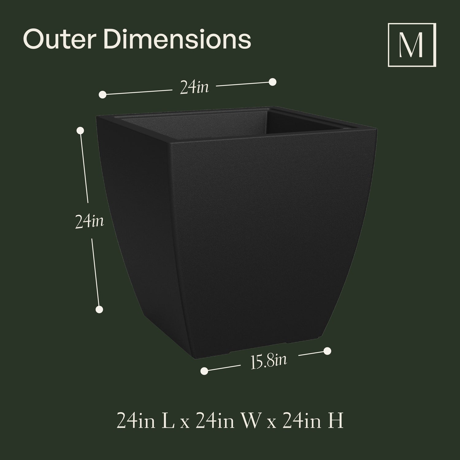 Mayne Kobi 24-Inch Self-Watering Square Planter