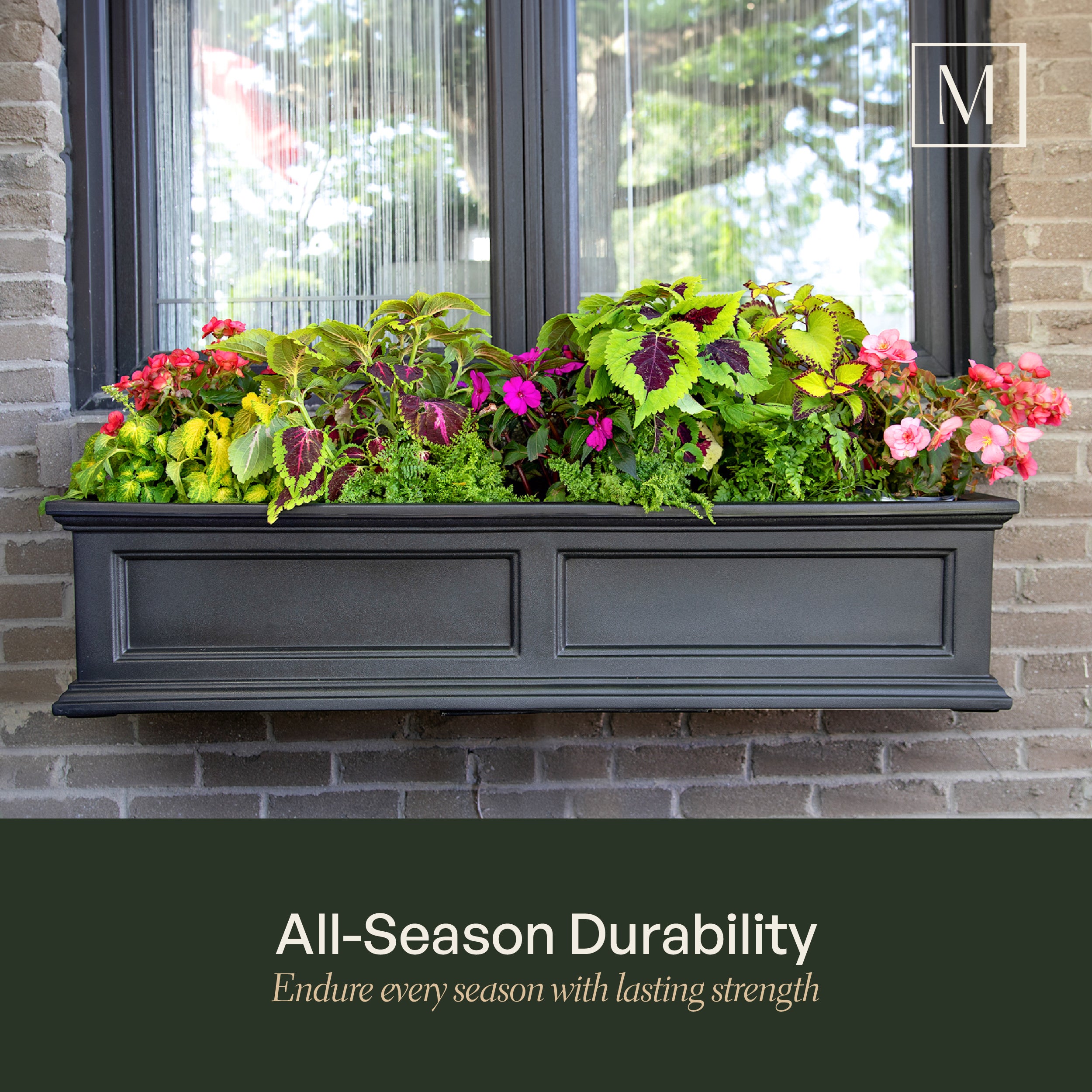 Mayne Fairfield 2ft Self-Watering Window Box with Steel Wall Mount Brackets