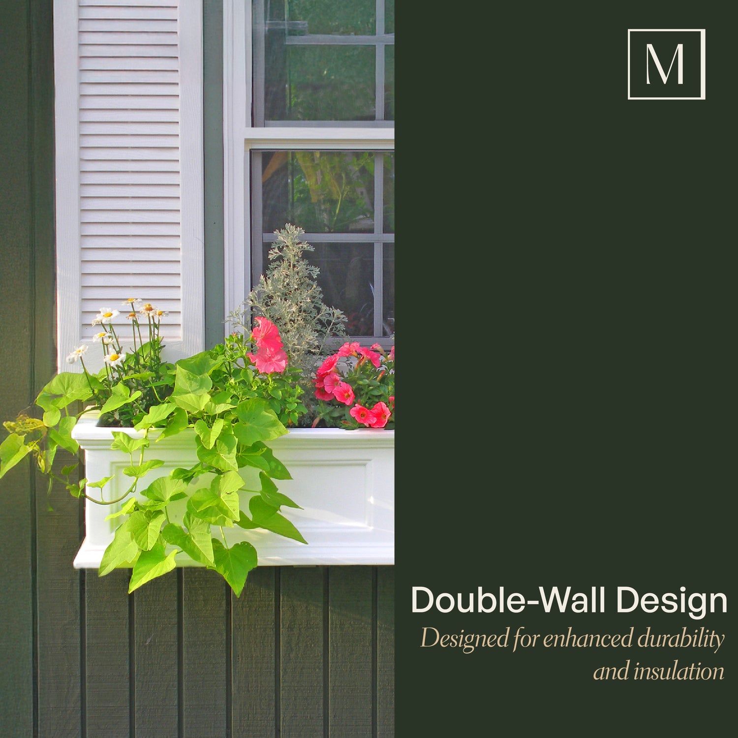 Mayne Fairfield 2ft Self-Watering Window Box with Steel Wall Mount Brackets