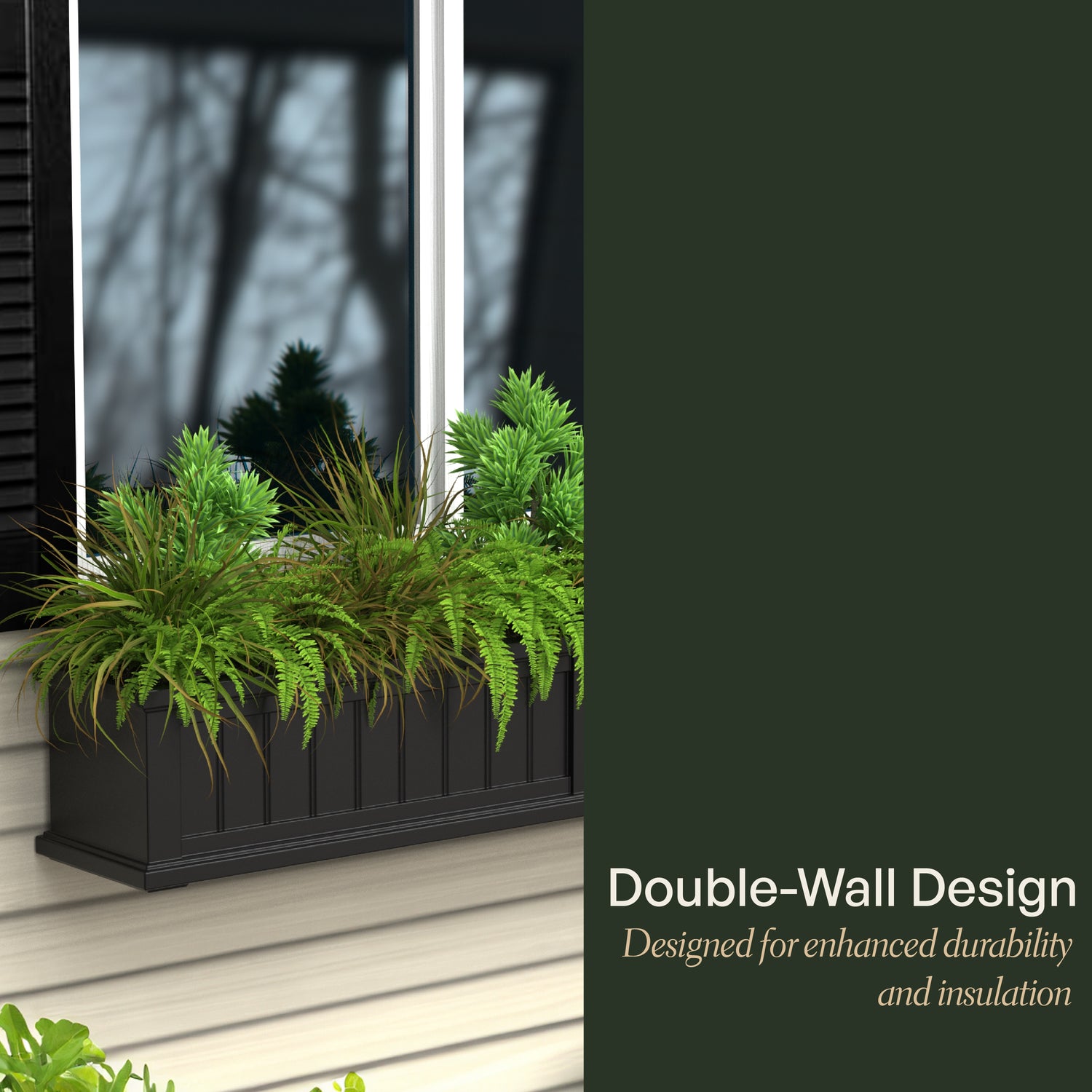 Mayne Cape Cod 3ft Self-Watering Window Box with Steel Wall Mount Brackets