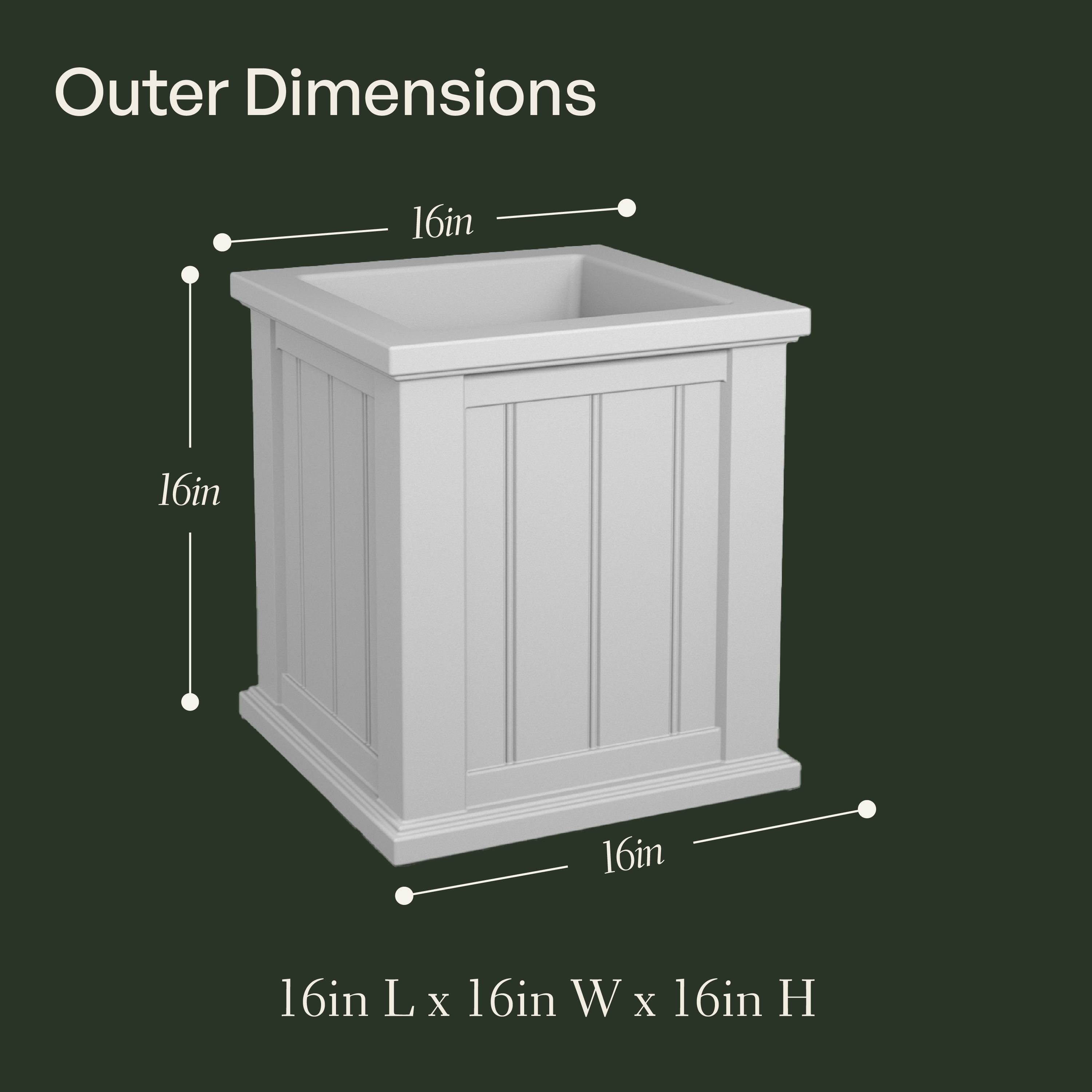 Mayne Cape Cod 16in Square Planter