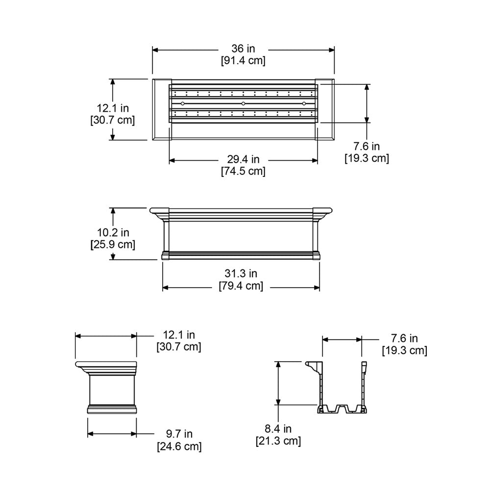 Mayne Yorkshire 3ft Self-Watering Window Box with Steel Wall Mount Brackets
