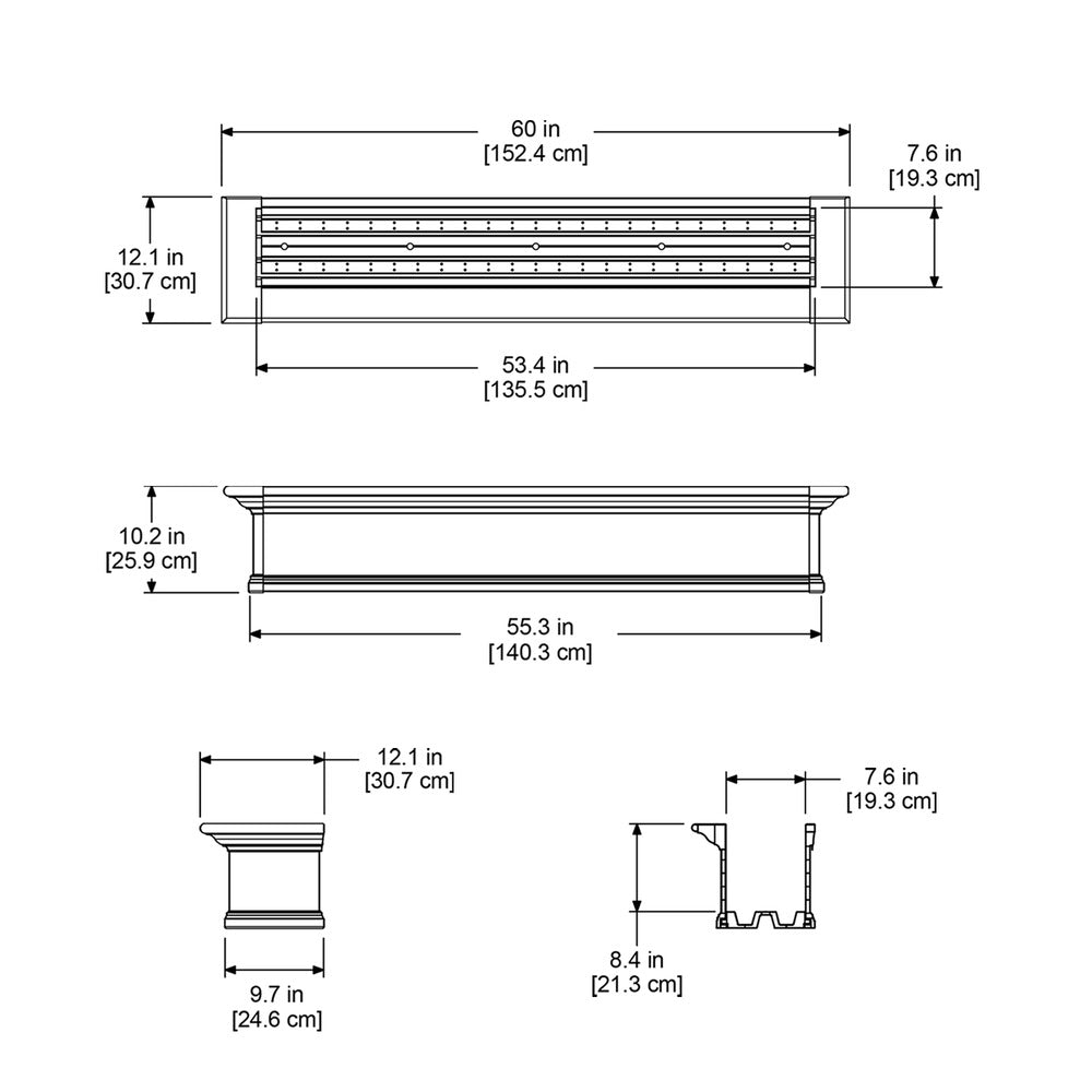 Mayne Yorkshire 5ft Self-Watering Window Box with Steel Wall Mount Brackets