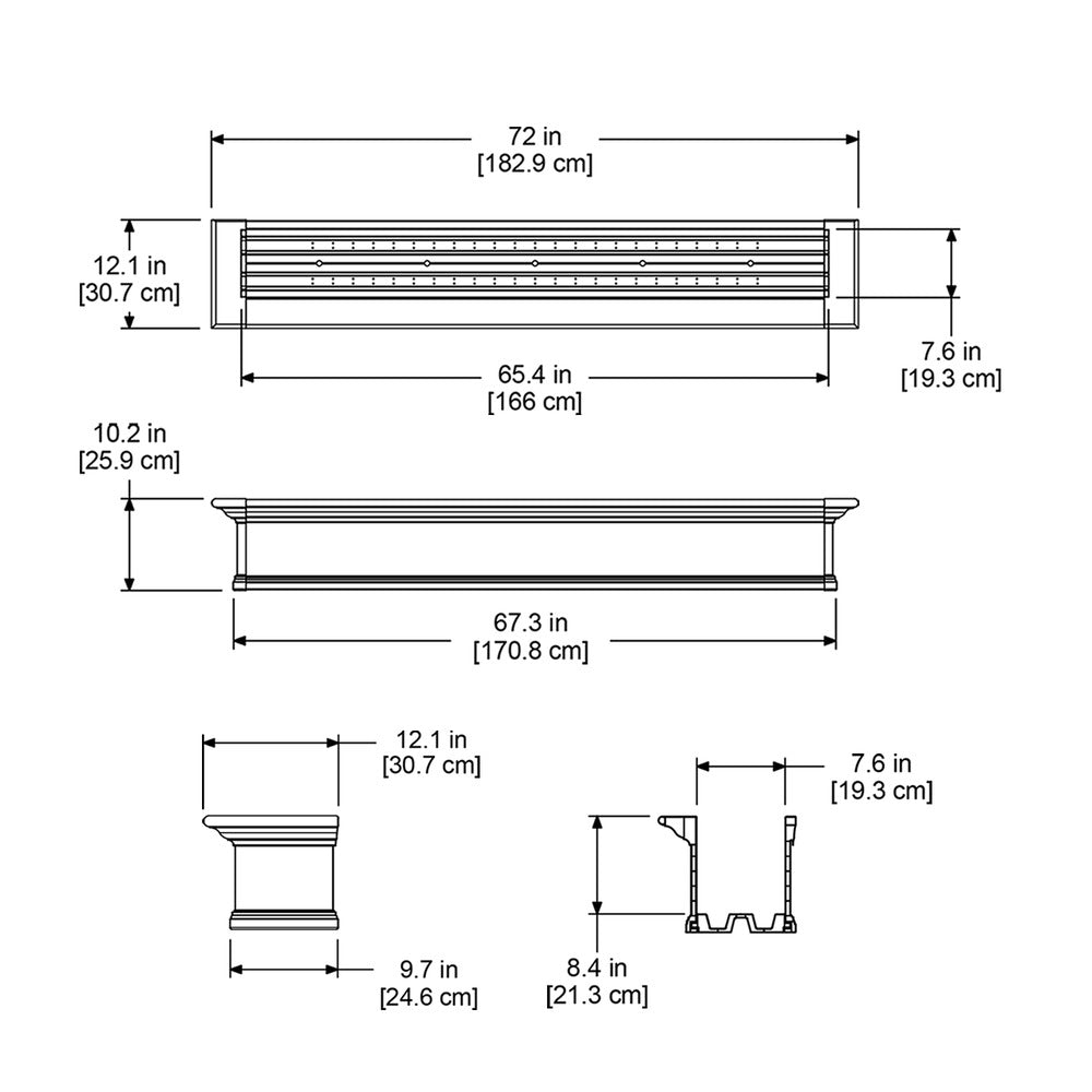 Mayne Yorkshire 6ft Self-Watering Window Box with Steel Wall Mount Brackets