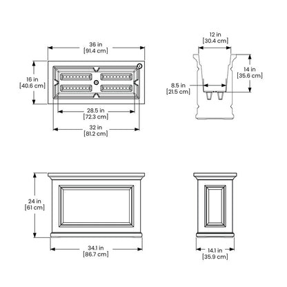 Nantucket Trough Planter - 36in x 16in x24in